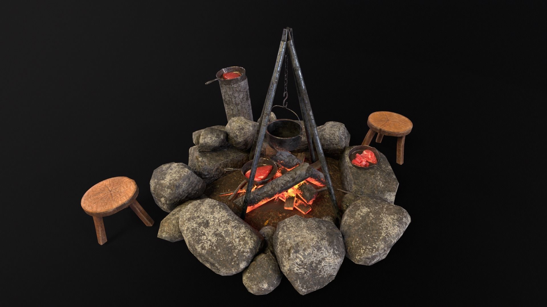 Cooking Campfire 3D Model Collection_6