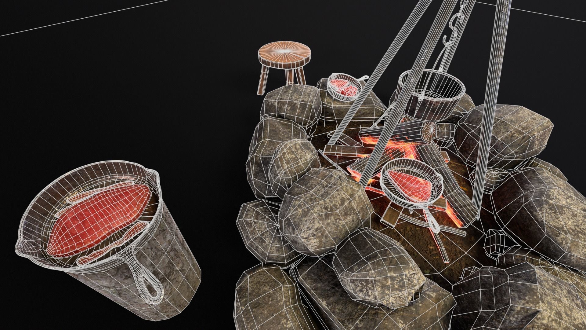 Cooking Campfire 3D Model Collection_14