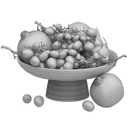 white bowl of fruits 3D model 6