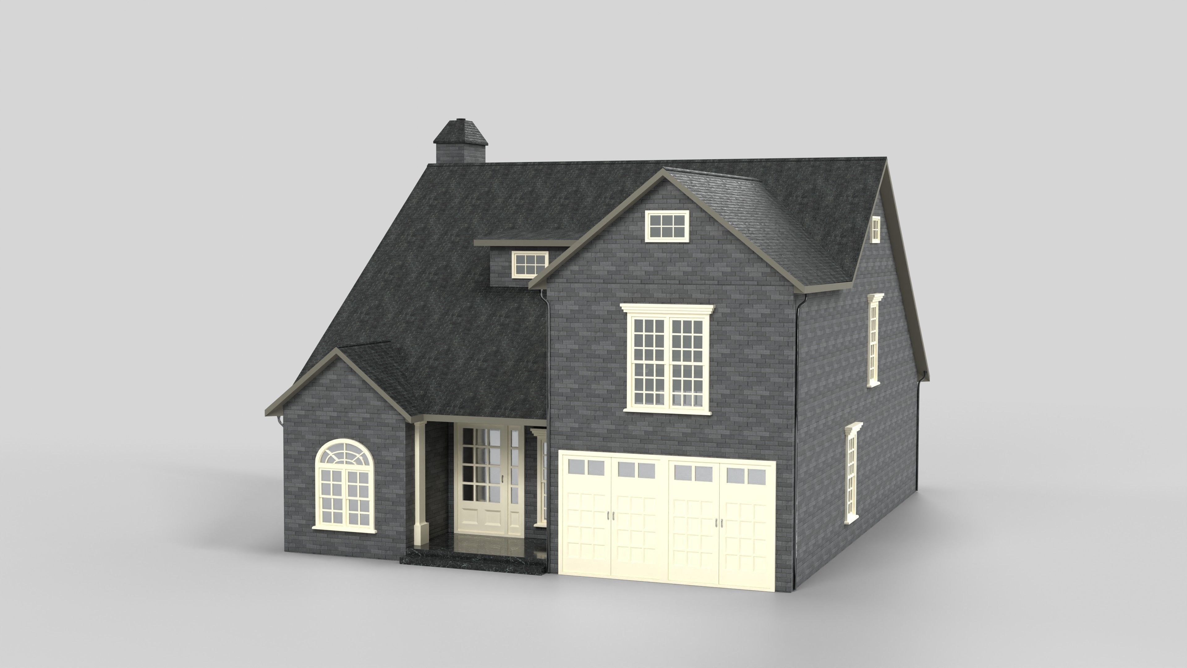 British House Design 04T1 Low-poly 3D model_1