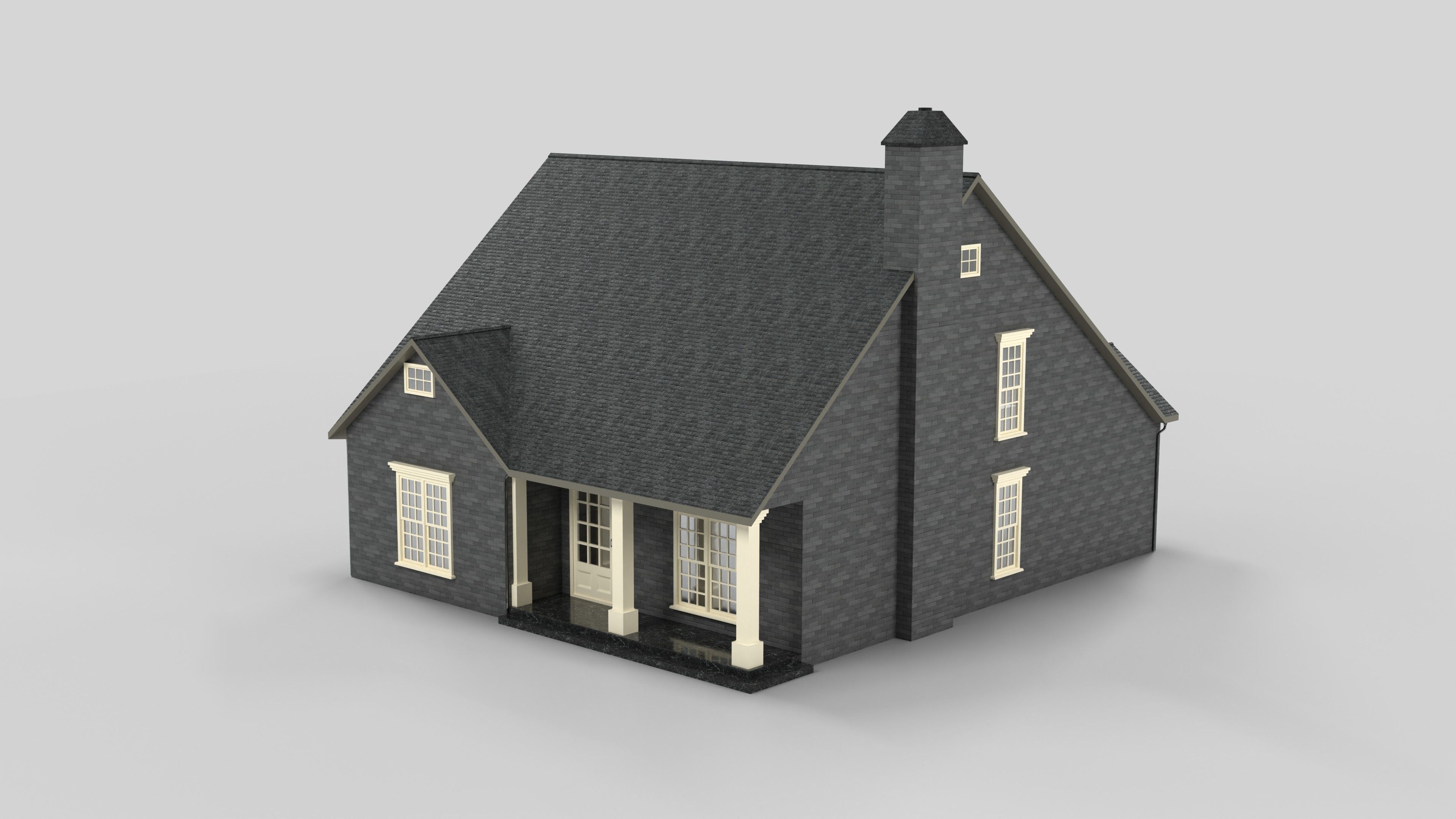 British House Design 04T1 Low-poly 3D model_2