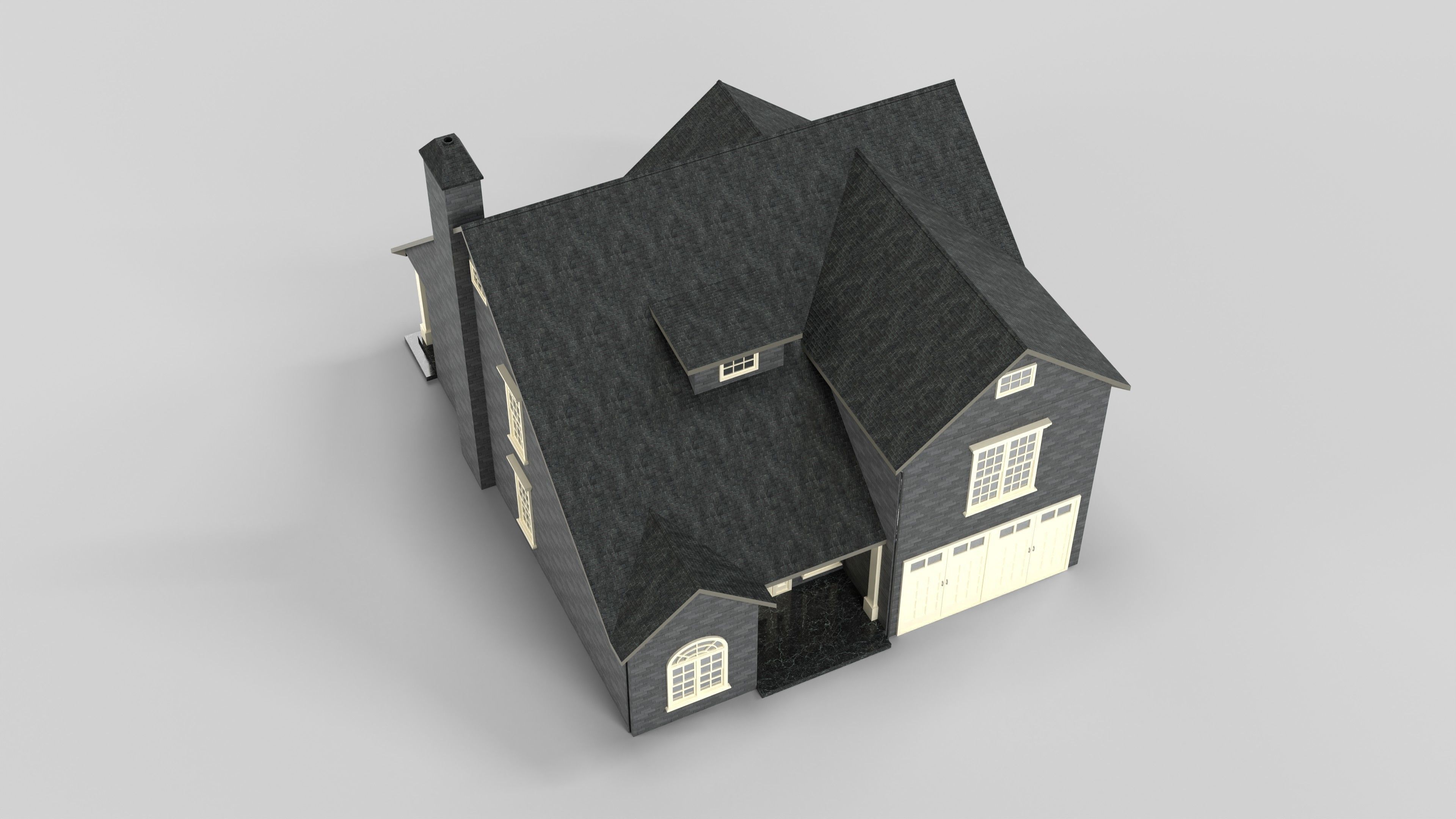 British House Design 04T1 Low-poly 3D model_4