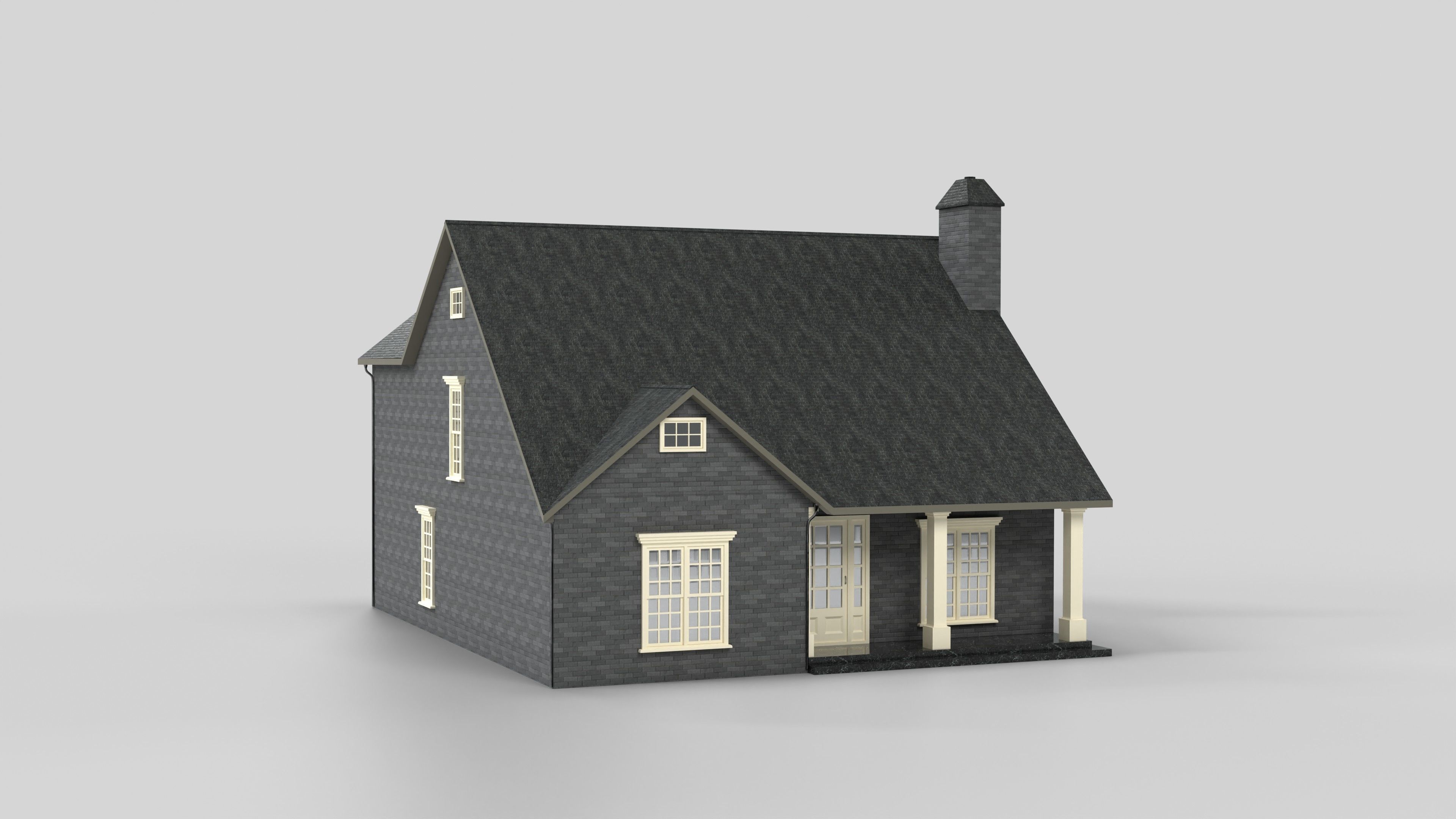 British House Design 04T1 Low-poly 3D model_3