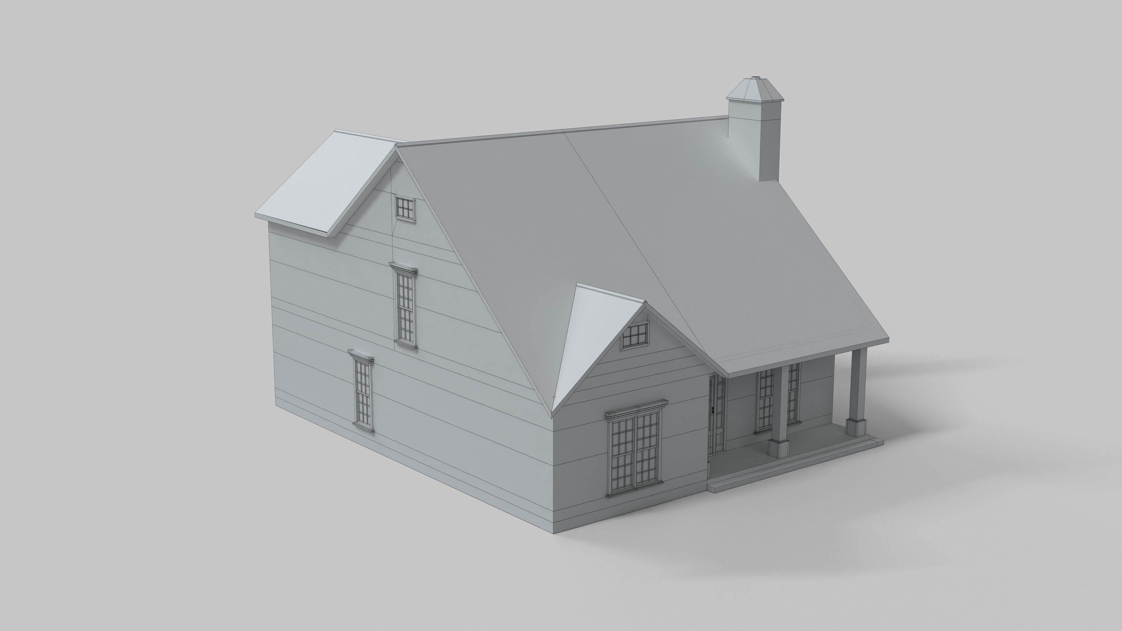 Cottage House Design 04T5 Low-poly 3D model_7
