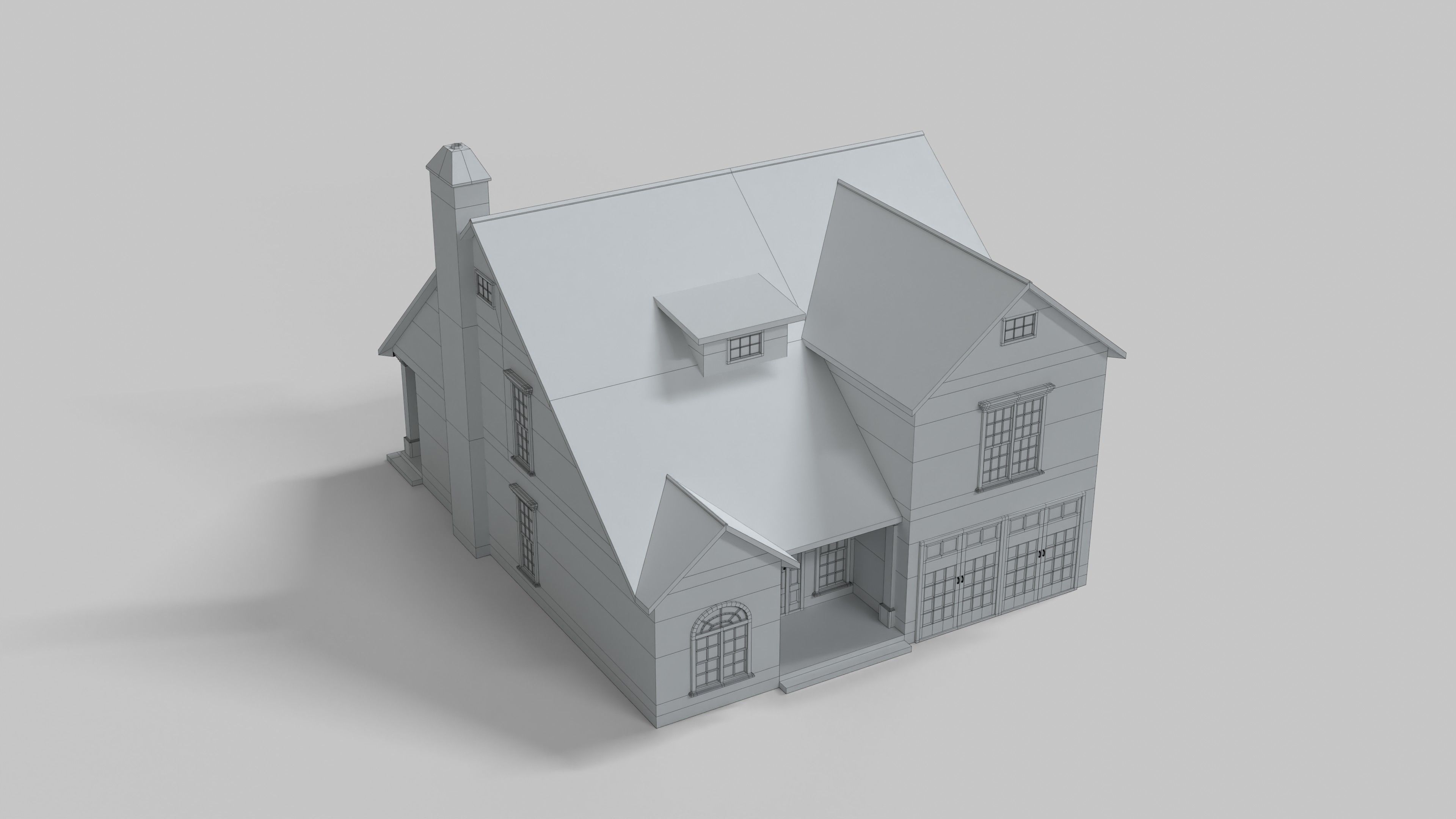 Cottage House Design 04T5 Low-poly 3D model_6