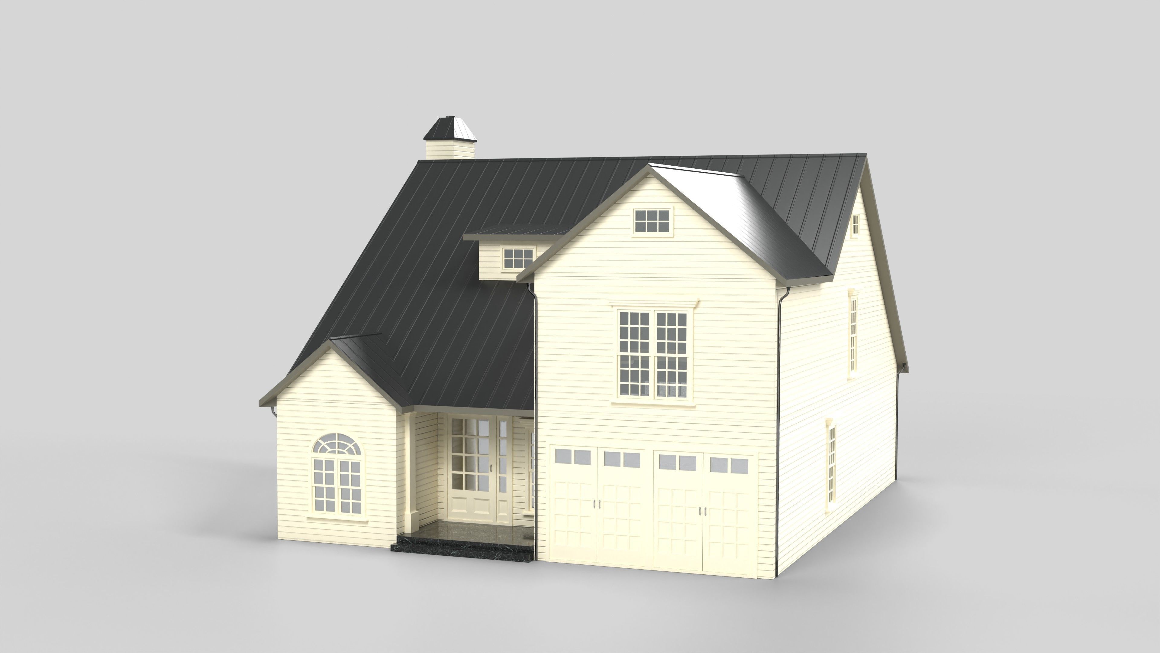 Cottage House Design 04T5 Low-poly 3D model_1
