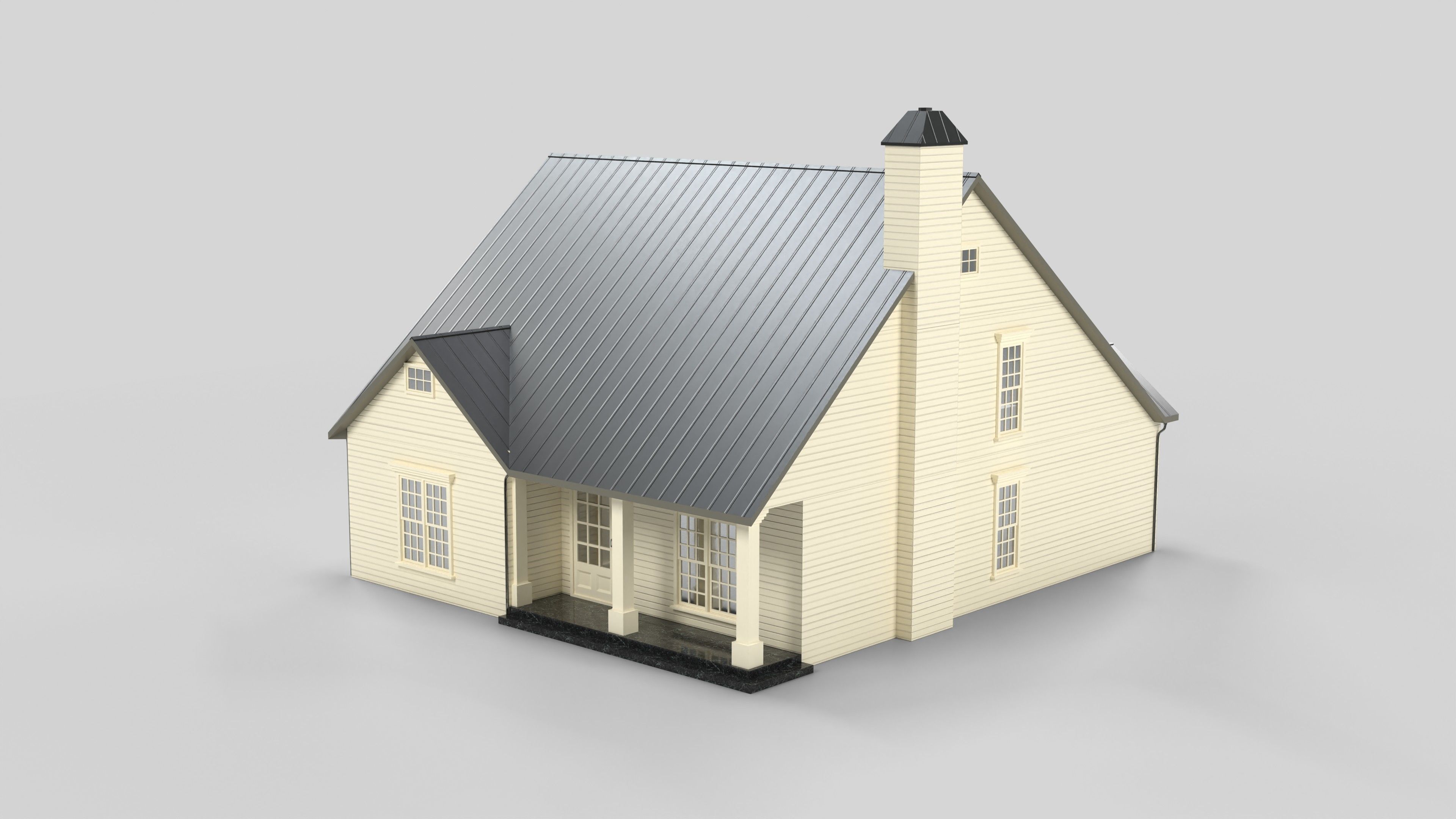Cottage House Design 04T5 Low-poly 3D model_2