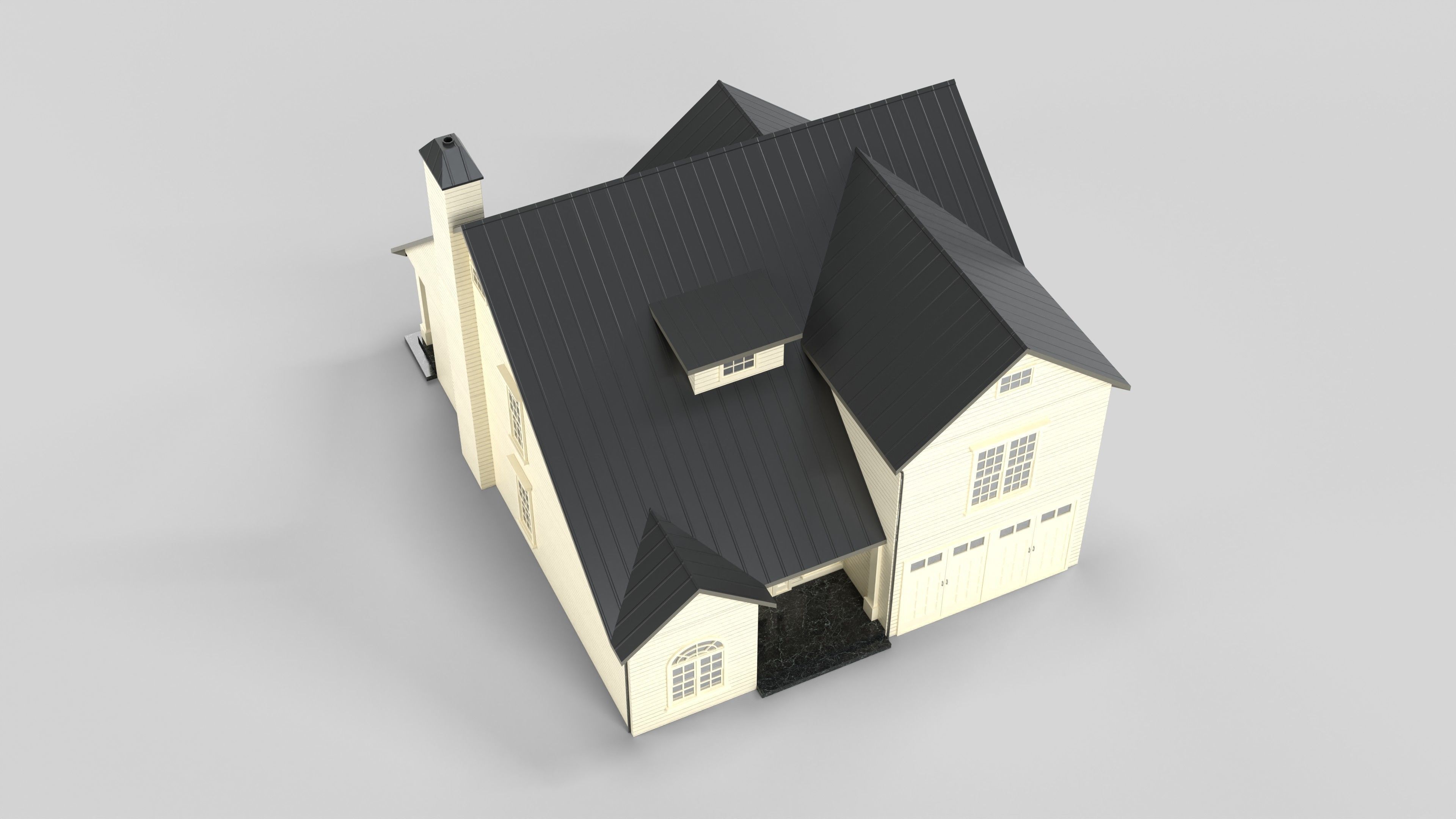 Cottage House Design 04T5 Low-poly 3D model_4