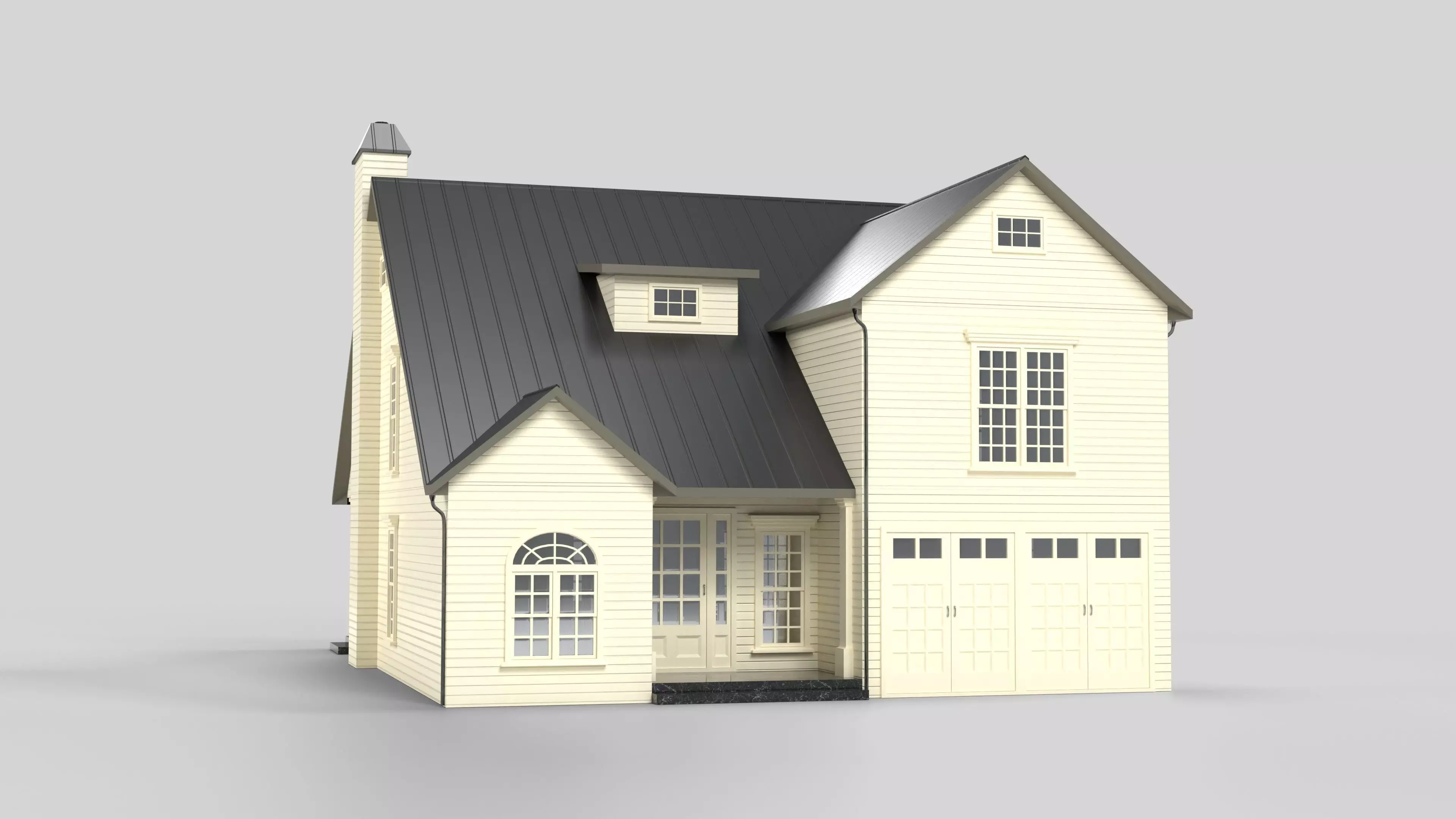 Cottage House Design 04T5 Low-poly 3D model_0