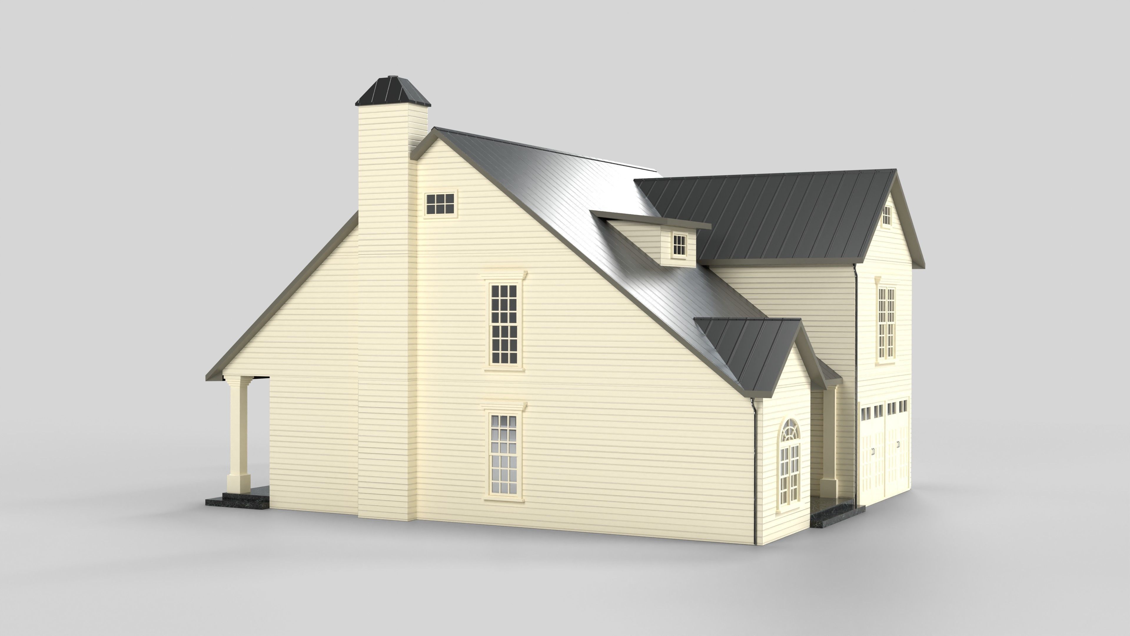 Cottage House Design 04T5 Low-poly 3D model_5
