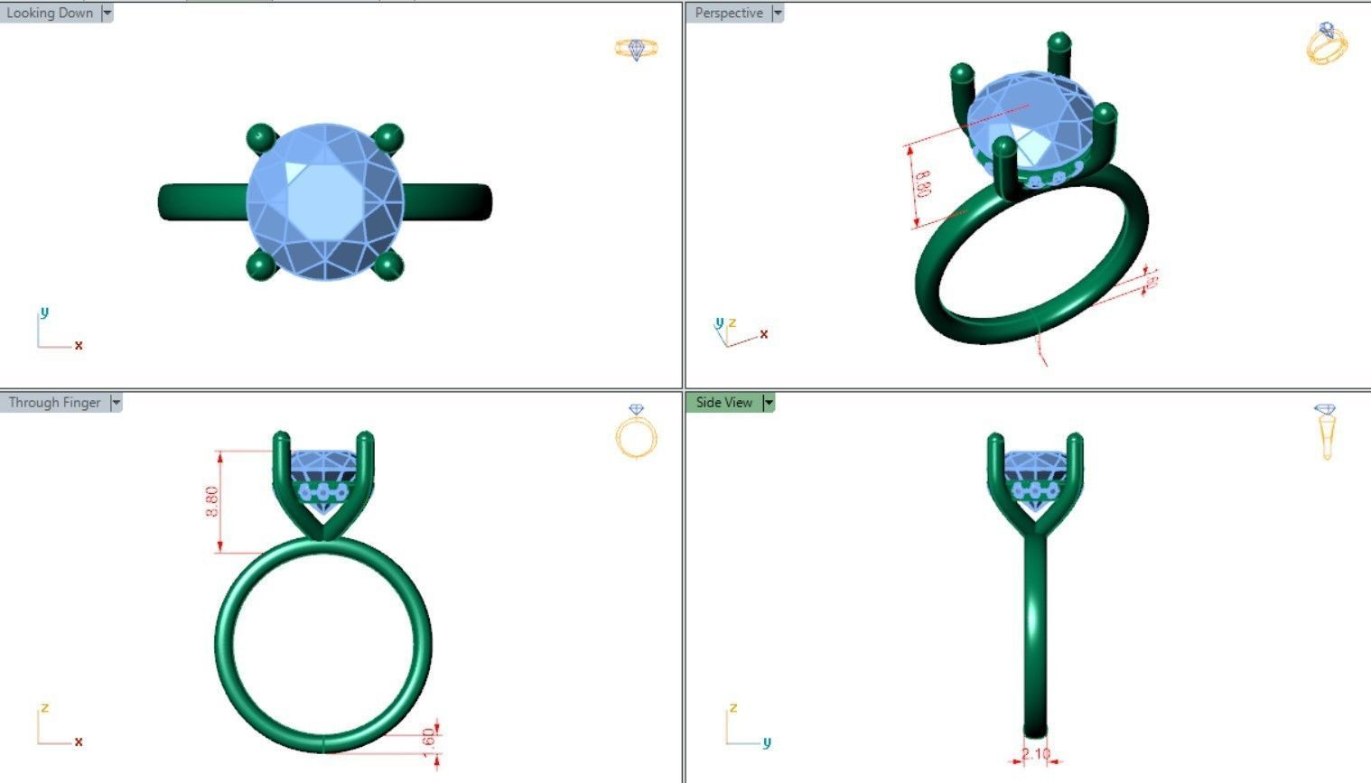 Solitaire hidden halo style diamond ring 3D print model_5