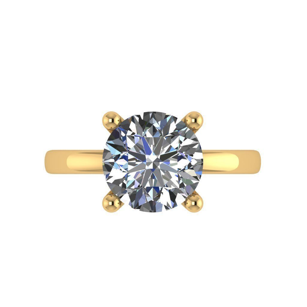 Solitaire hidden halo style diamond ring 3D print model_3