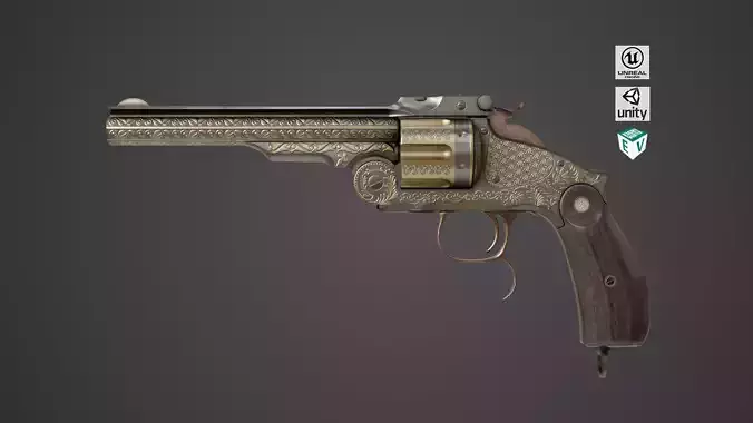 Aesthetic Revolver 02 Generic  All PBR Unity UE Textures Low-poly 3D model