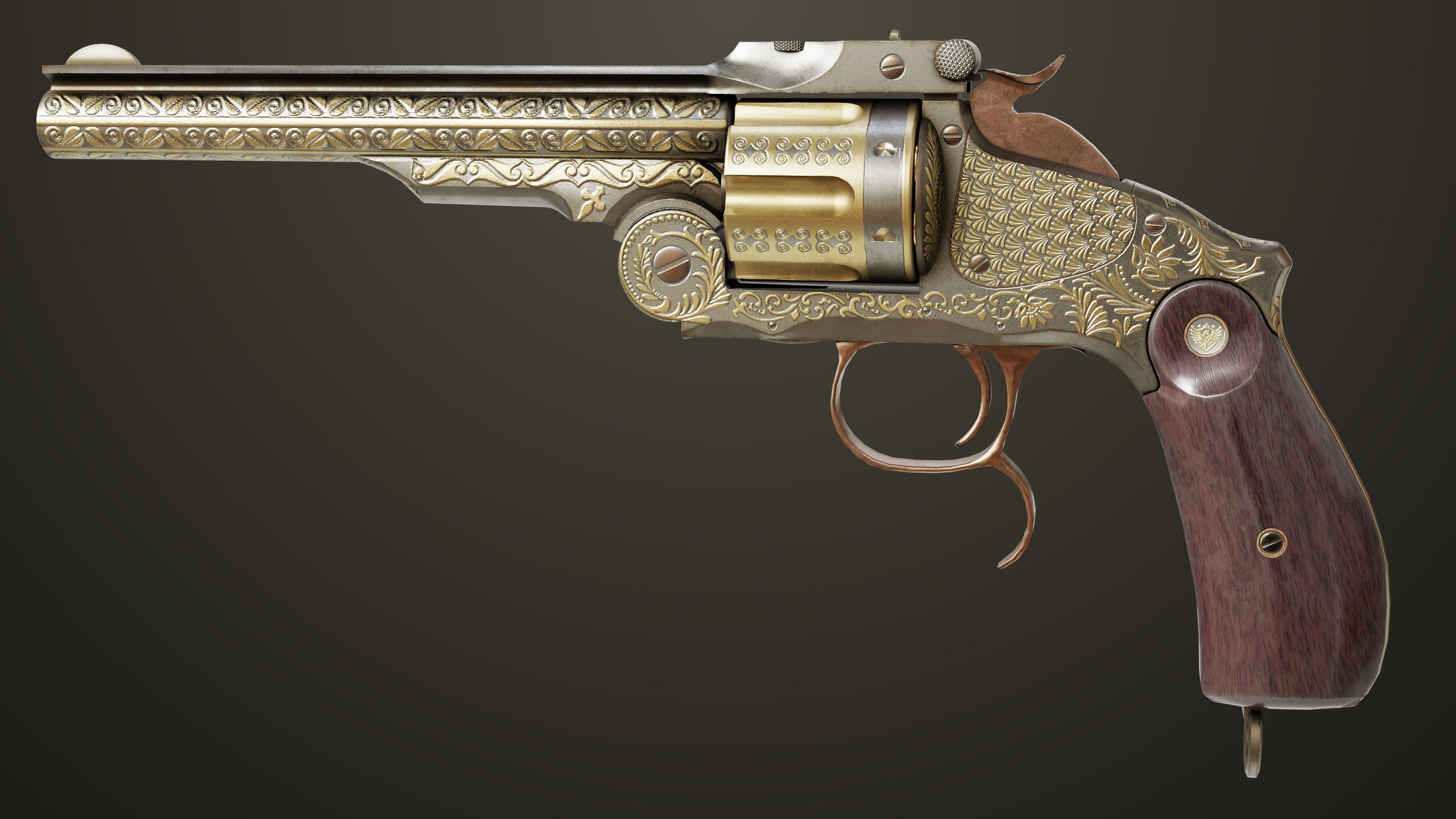 Aesthetic Revolver 02 Generic  All PBR Unity UE Textures Low-poly 3D model_1