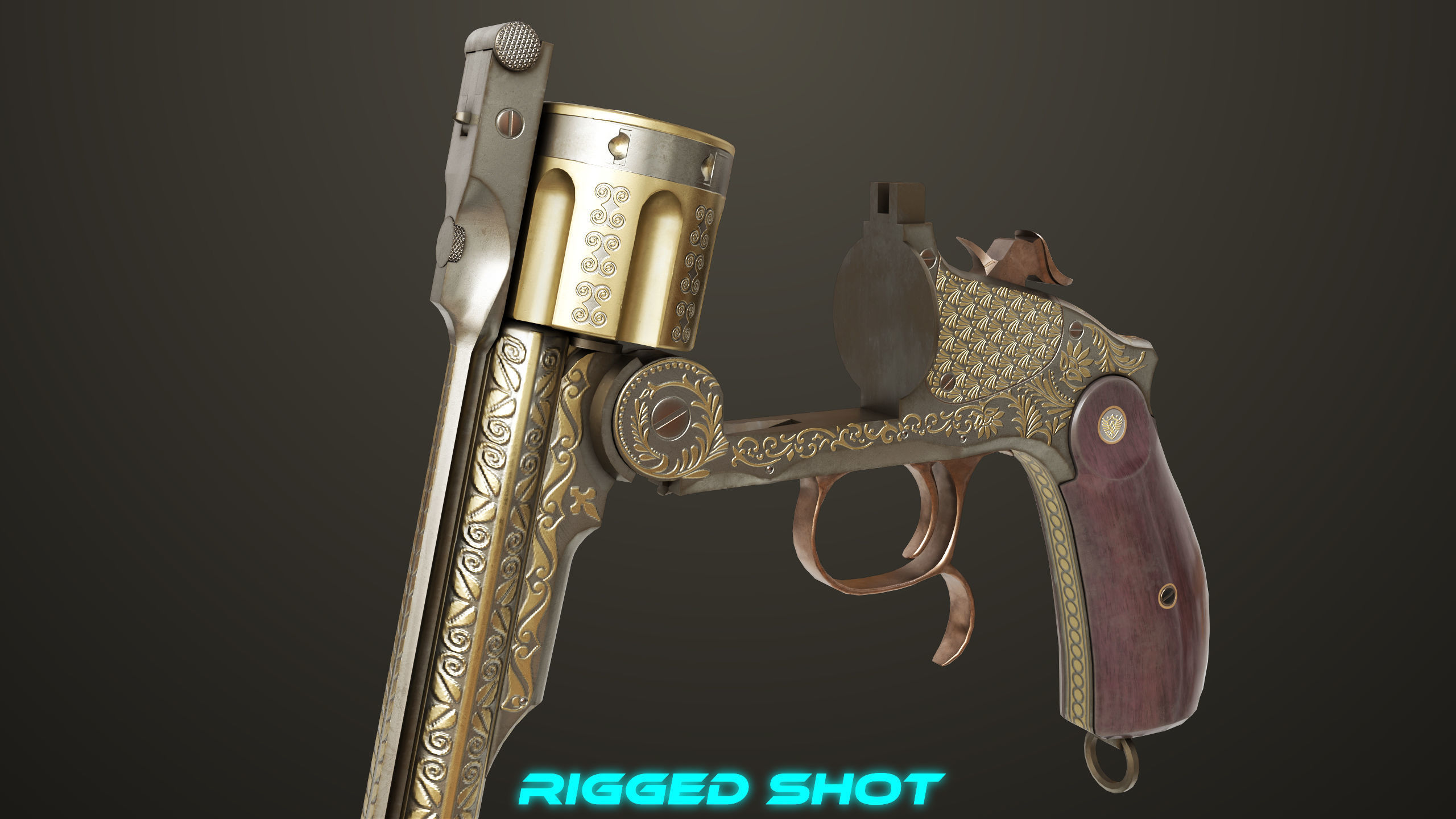 Aesthetic Revolver 02 Generic  All PBR Unity UE Textures Low-poly 3D model_16