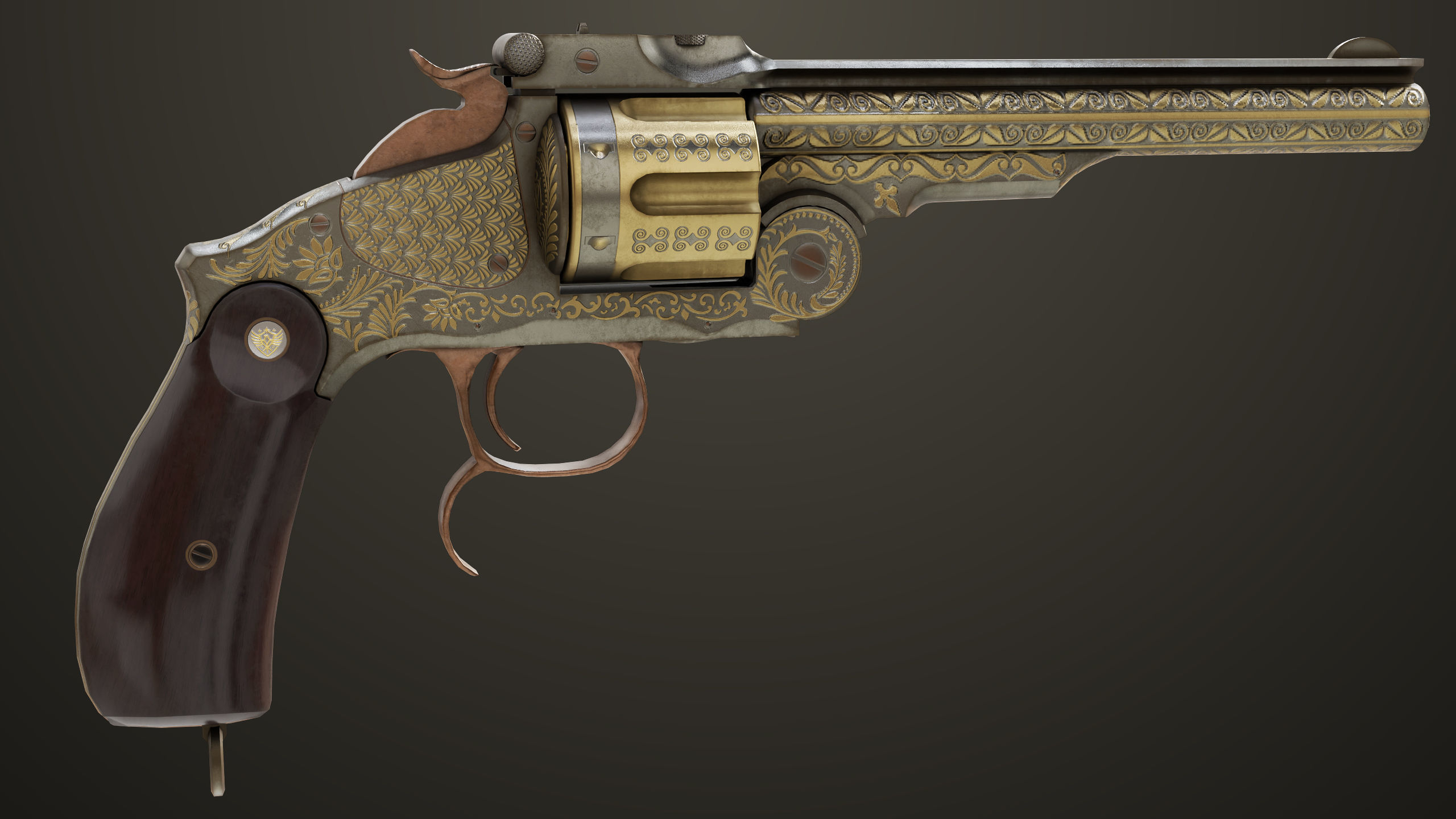 Aesthetic Revolver 02 Generic  All PBR Unity UE Textures Low-poly 3D model_5