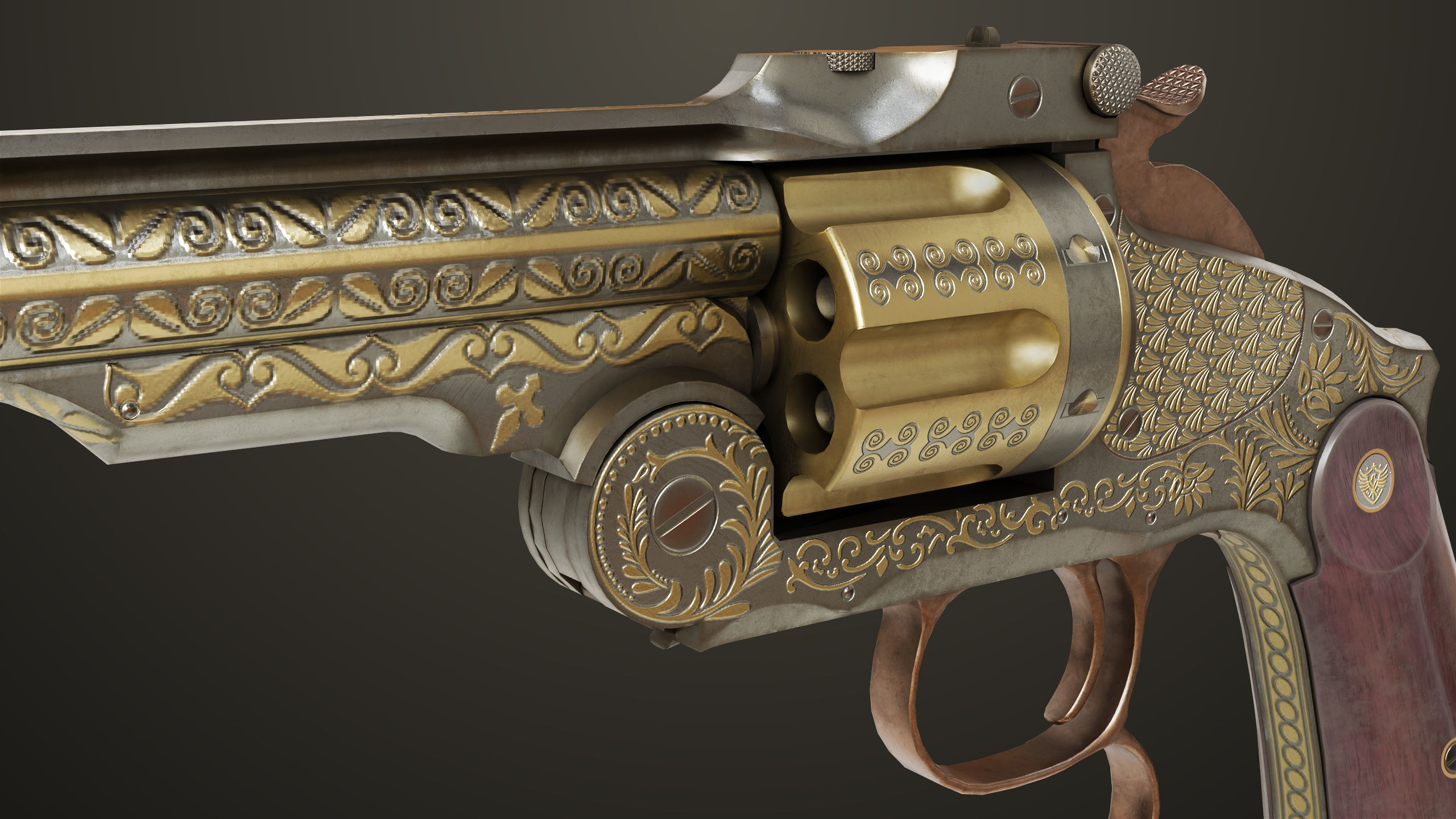 Aesthetic Revolver 02 Generic  All PBR Unity UE Textures Low-poly 3D model_13