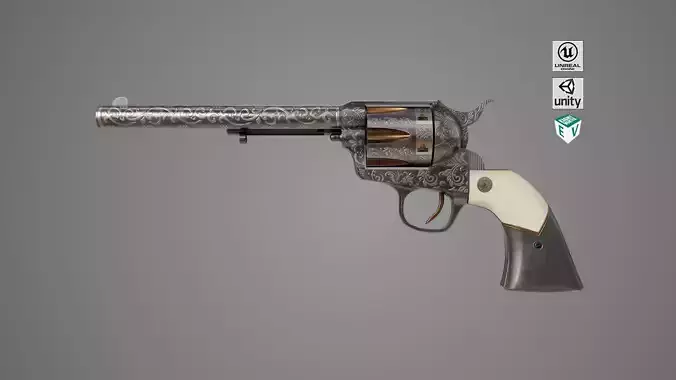 Aesthetic Revolver 03  Generic All PBR Unity UE Textures Low-poly 3D model