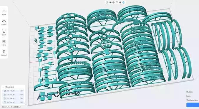 33 Gold Bracelets collection 3D print model