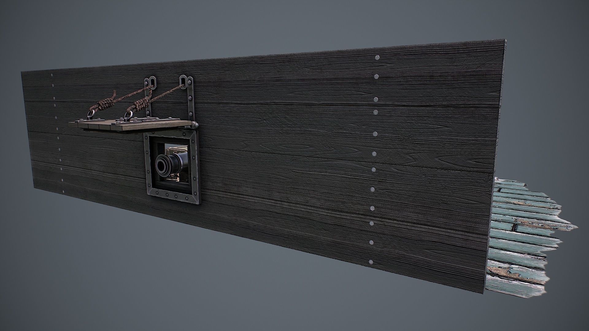 Vessel cannon 3D model Low-poly 3D model_9