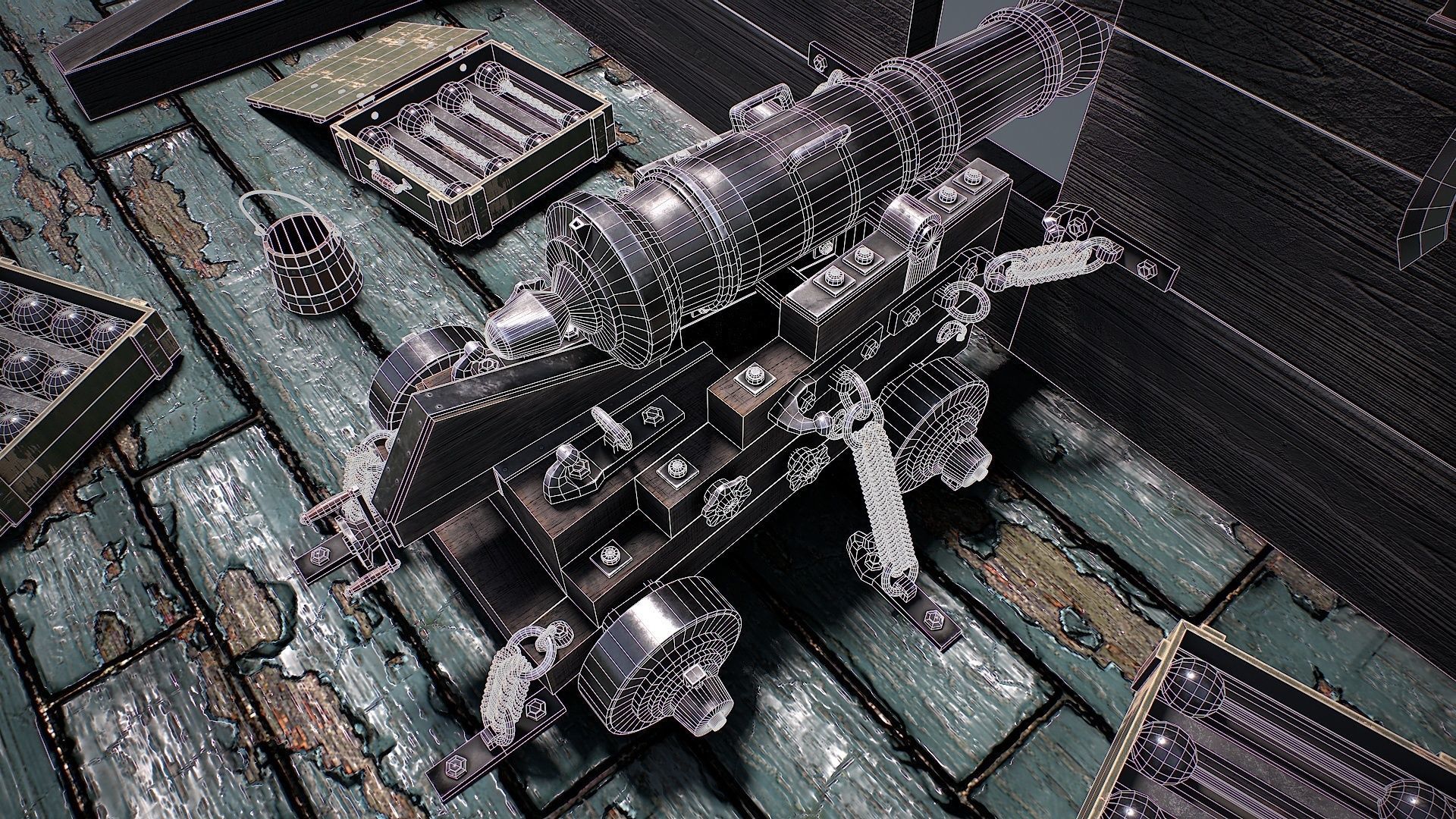 Vessel cannon 3D model Low-poly 3D model_16