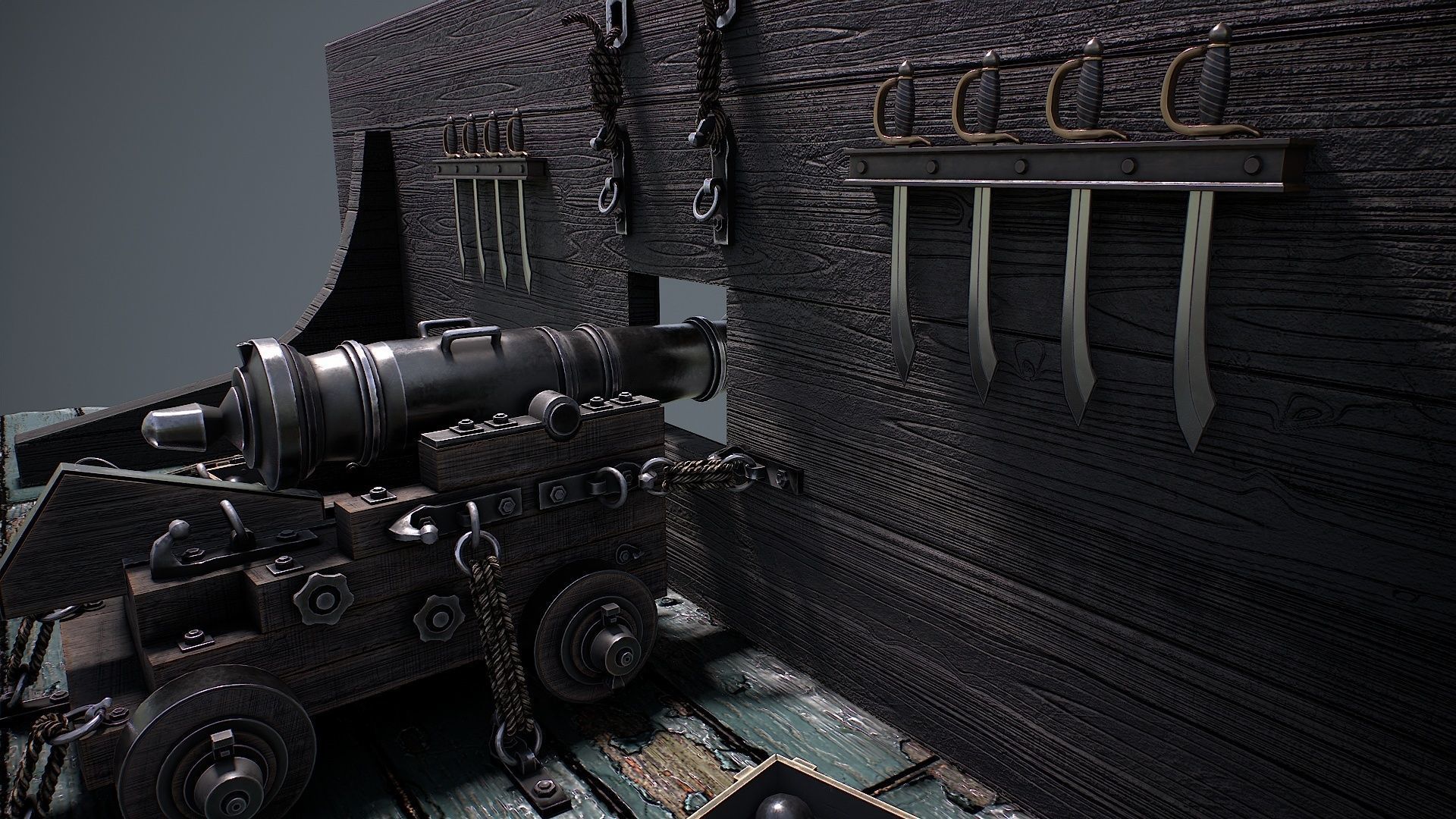 Vessel cannon 3D model Low-poly 3D model_35