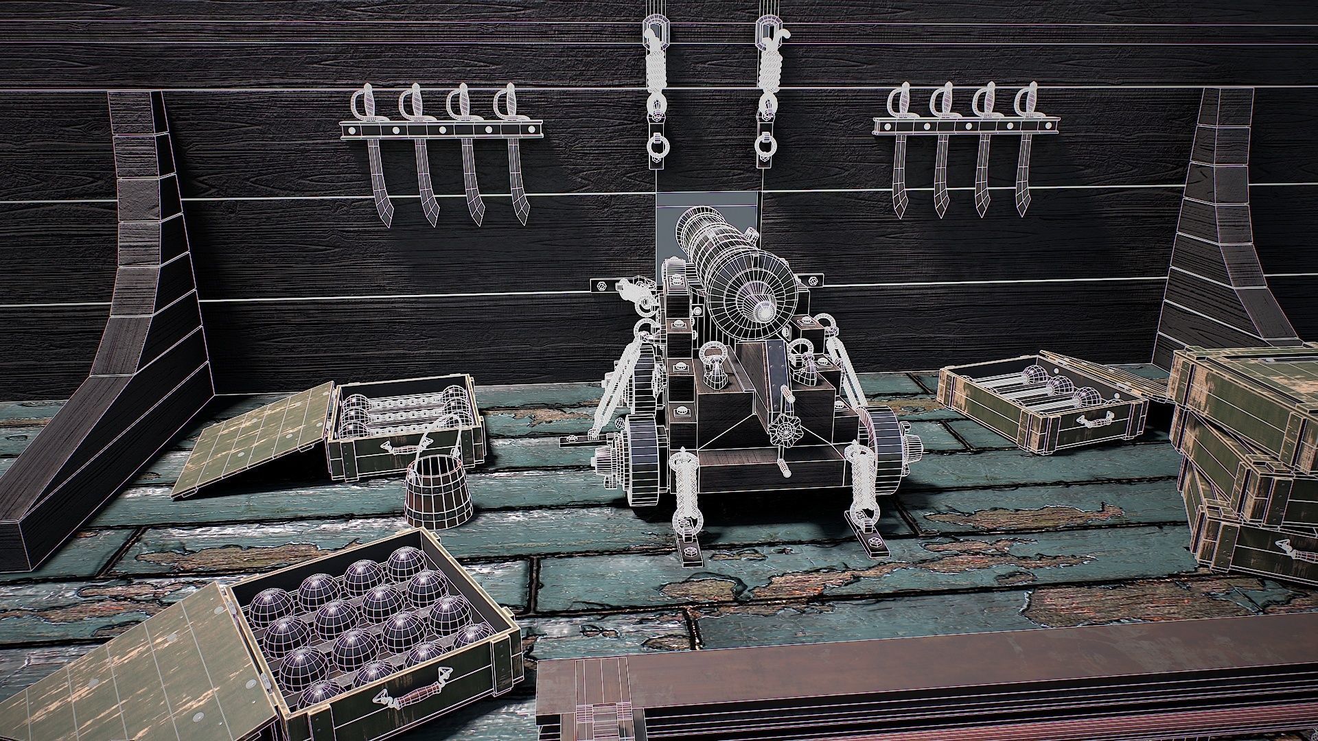 Vessel cannon 3D model Low-poly 3D model_32