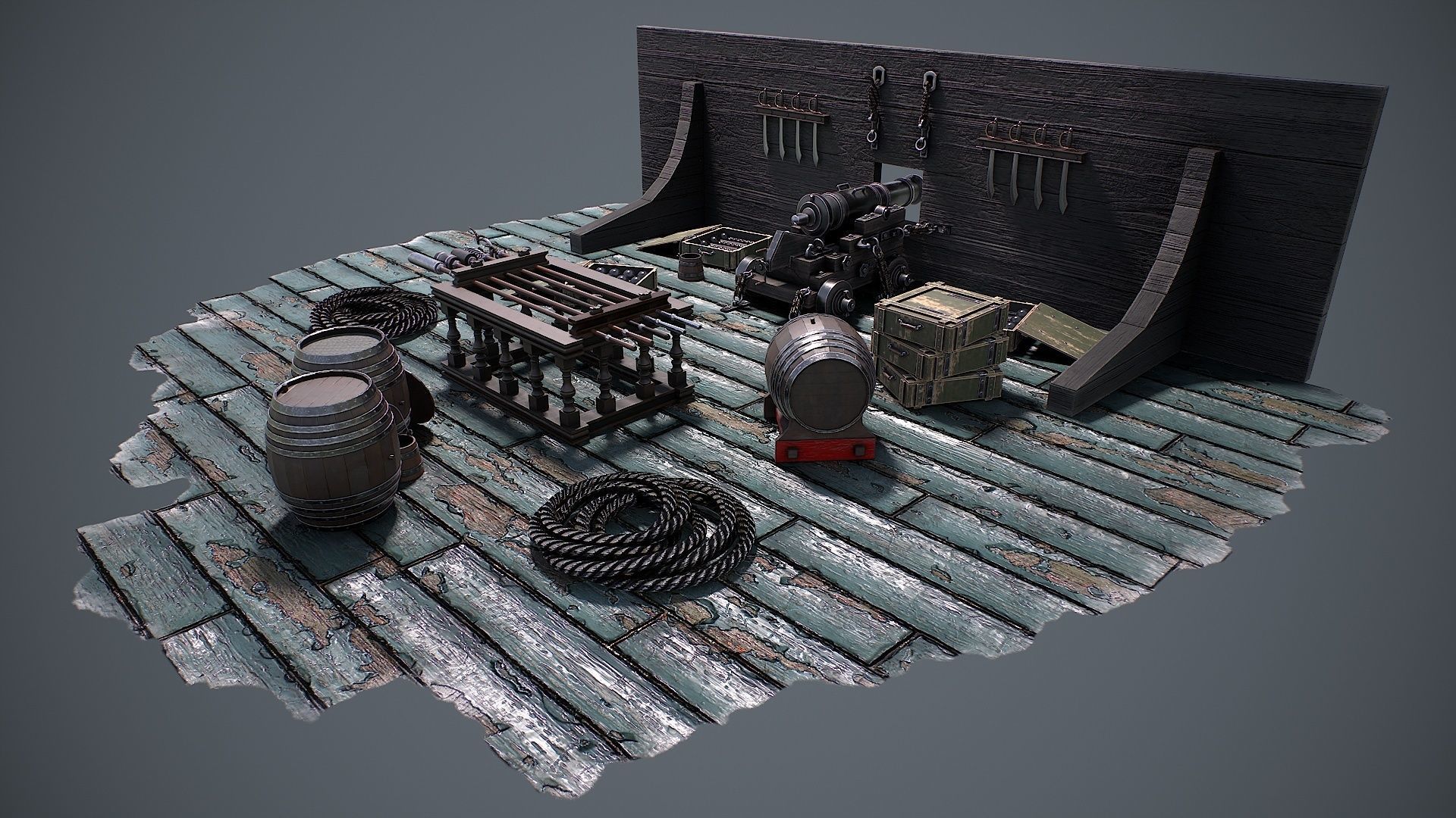 Vessel cannon 3D model Low-poly 3D model_5