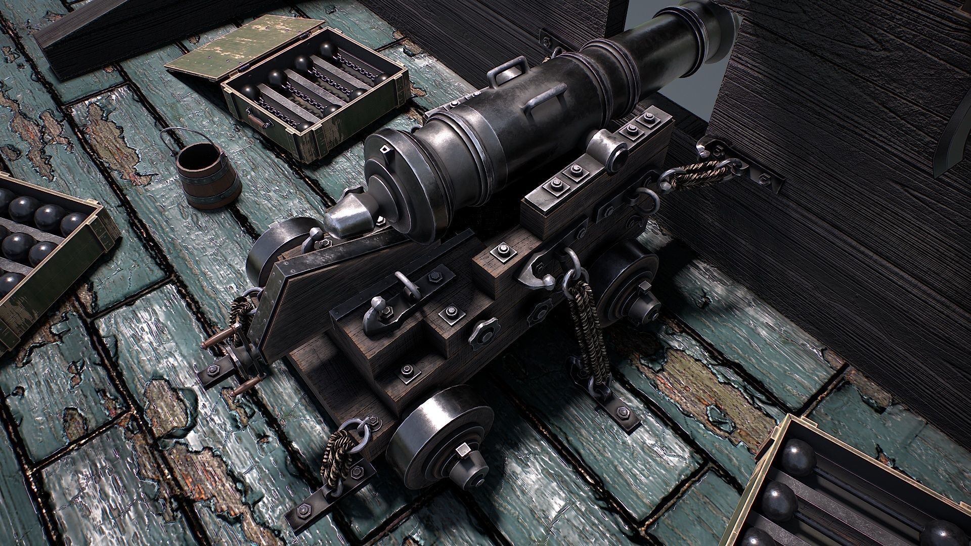 Vessel cannon 3D model Low-poly 3D model_15