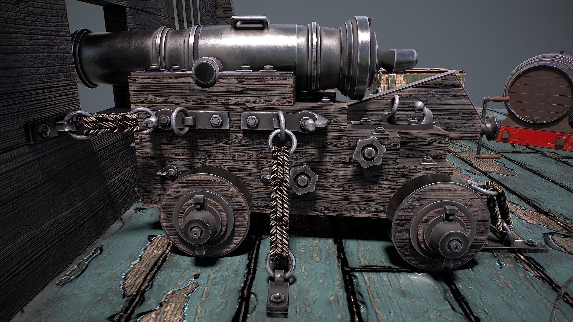 Vessel cannon 3D model Low-poly 3D model_13