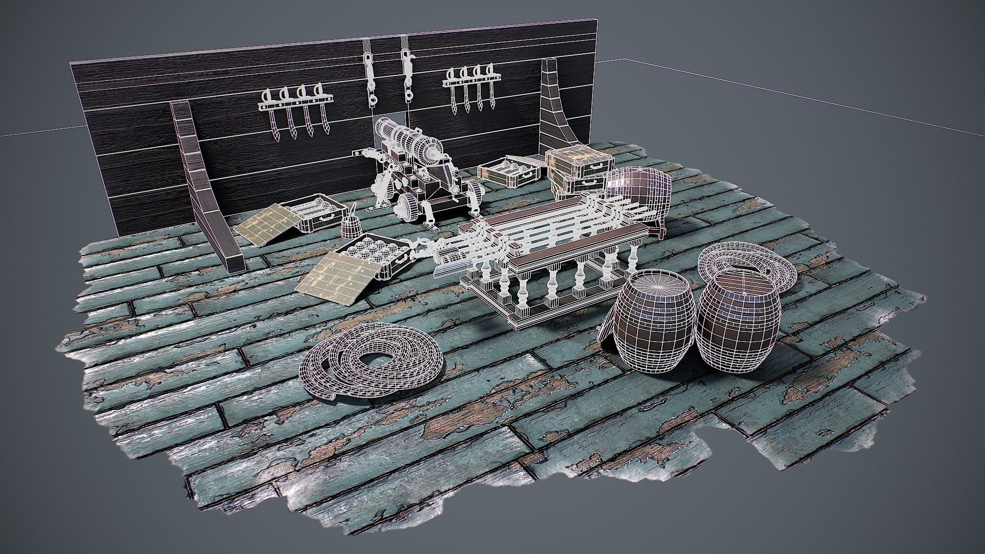 Vessel cannon 3D model Low-poly 3D model_4