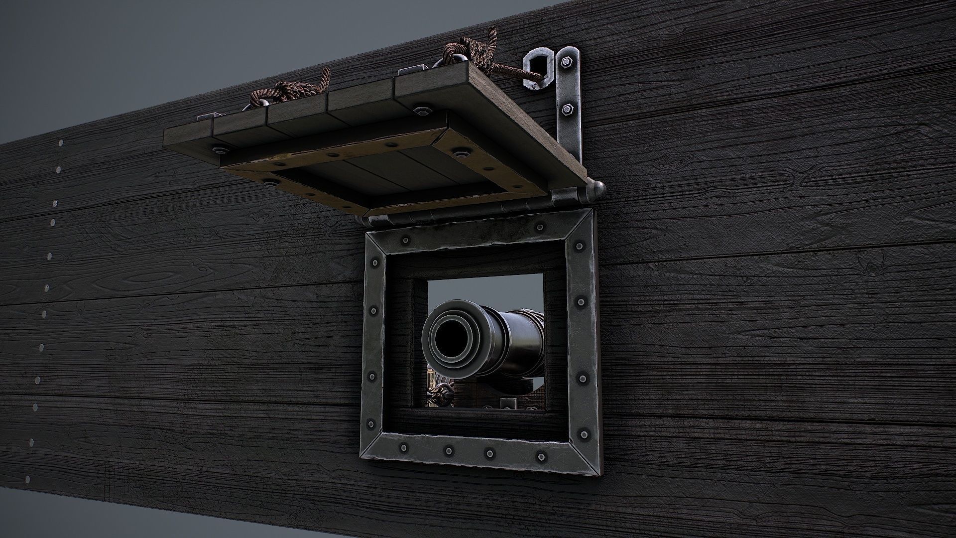 Vessel cannon 3D model Low-poly 3D model_11