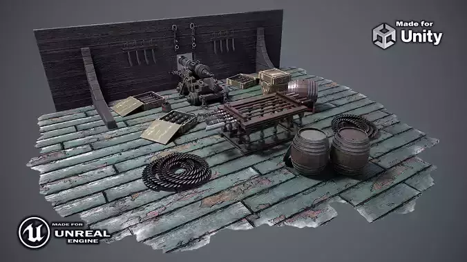 Vessel cannon 3D model Low-poly 3D model