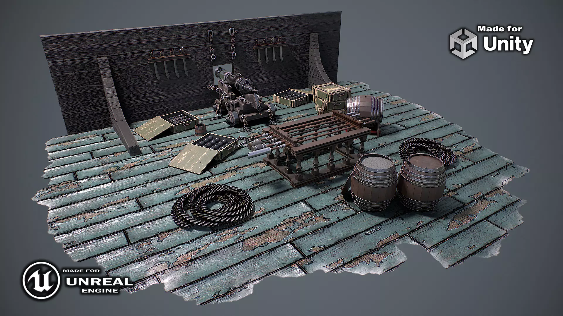 Vessel cannon 3D model Low-poly 3D model_0