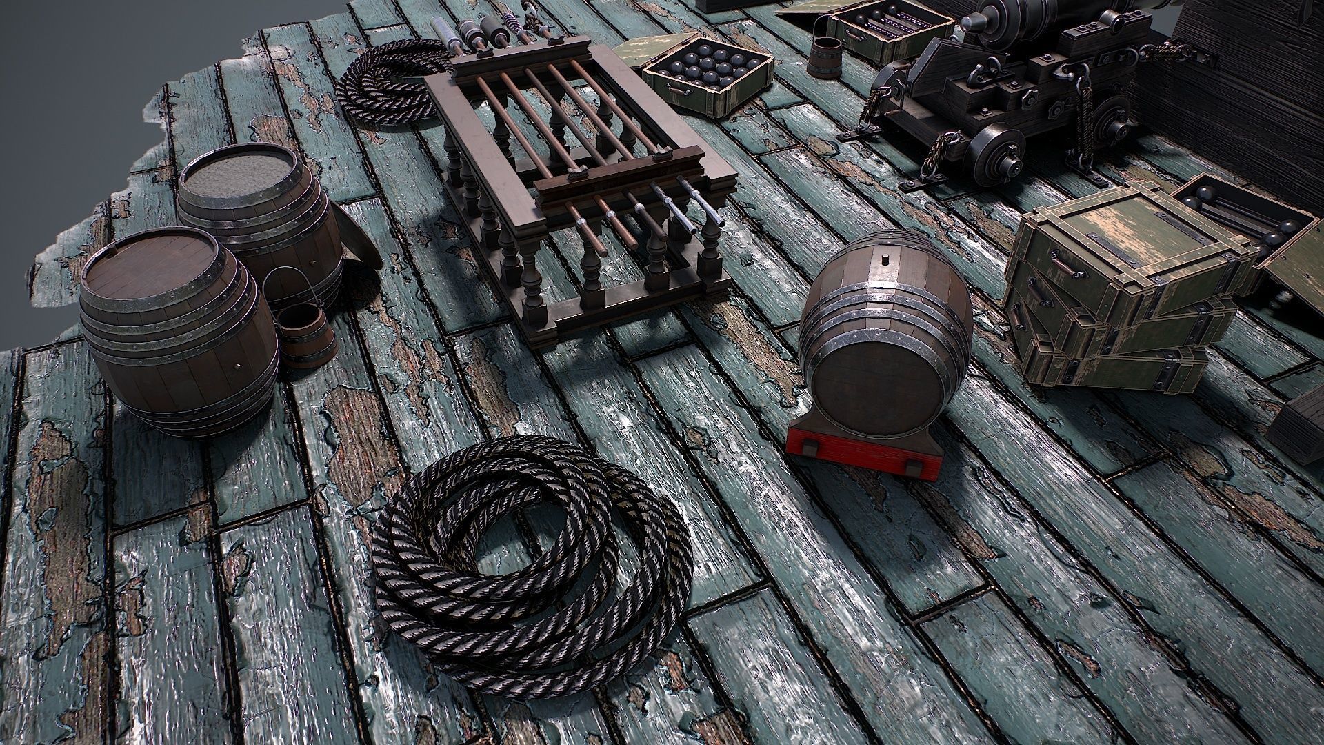 Vessel cannon 3D model Low-poly 3D model_17