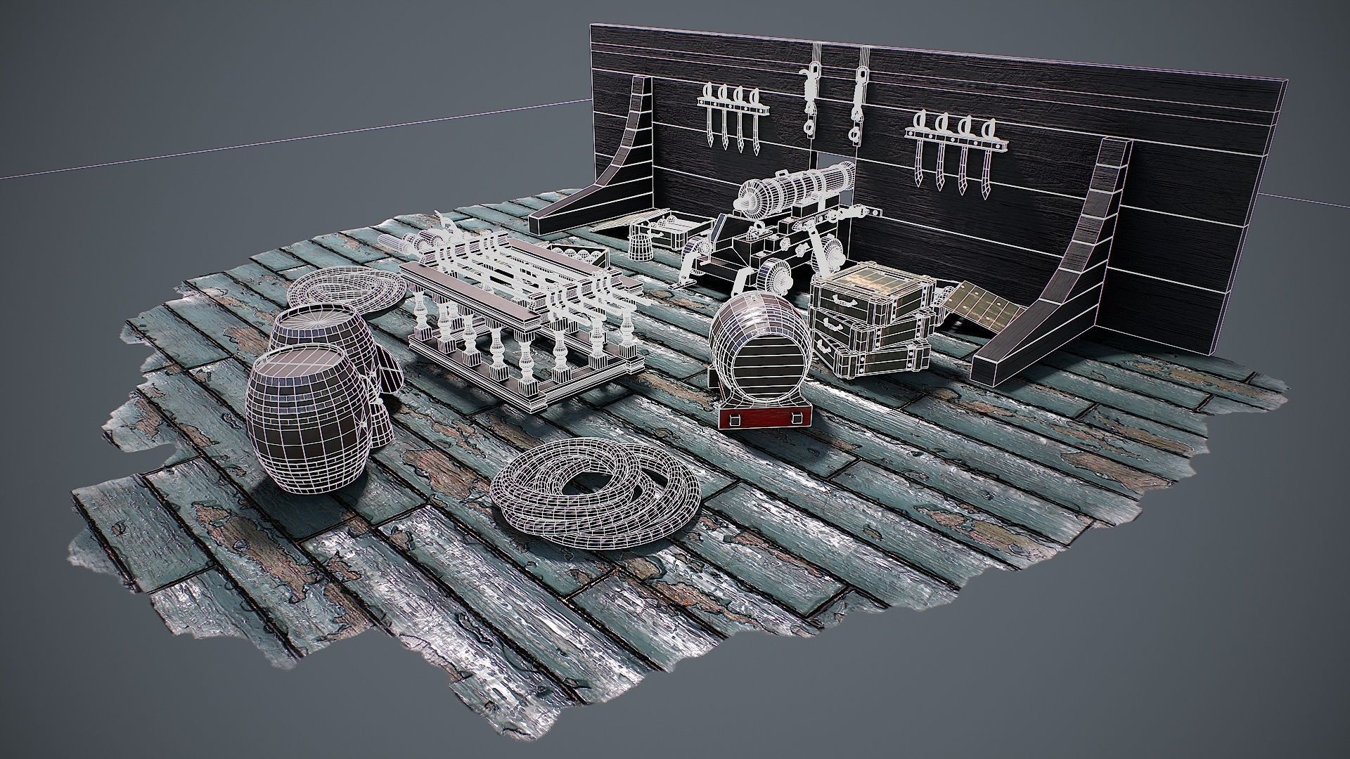 Vessel cannon 3D model Low-poly 3D model_6