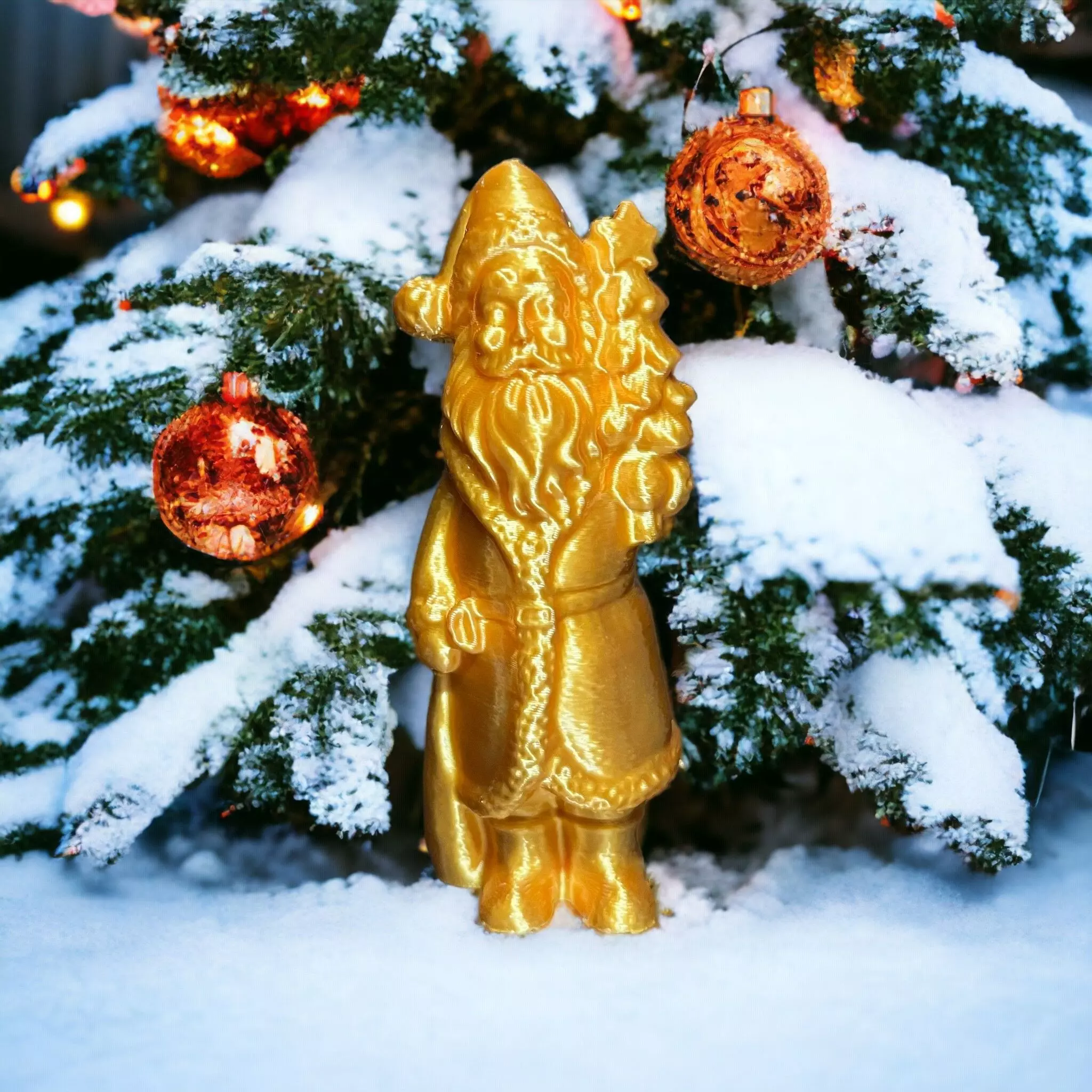 Santa Claus holding a tree 3D print model_0