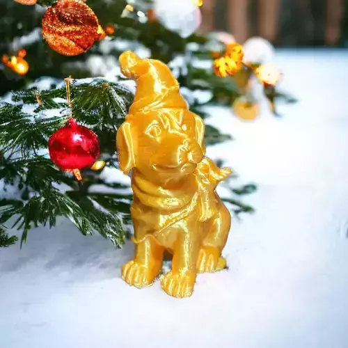 christmas dog with hat  3D print model