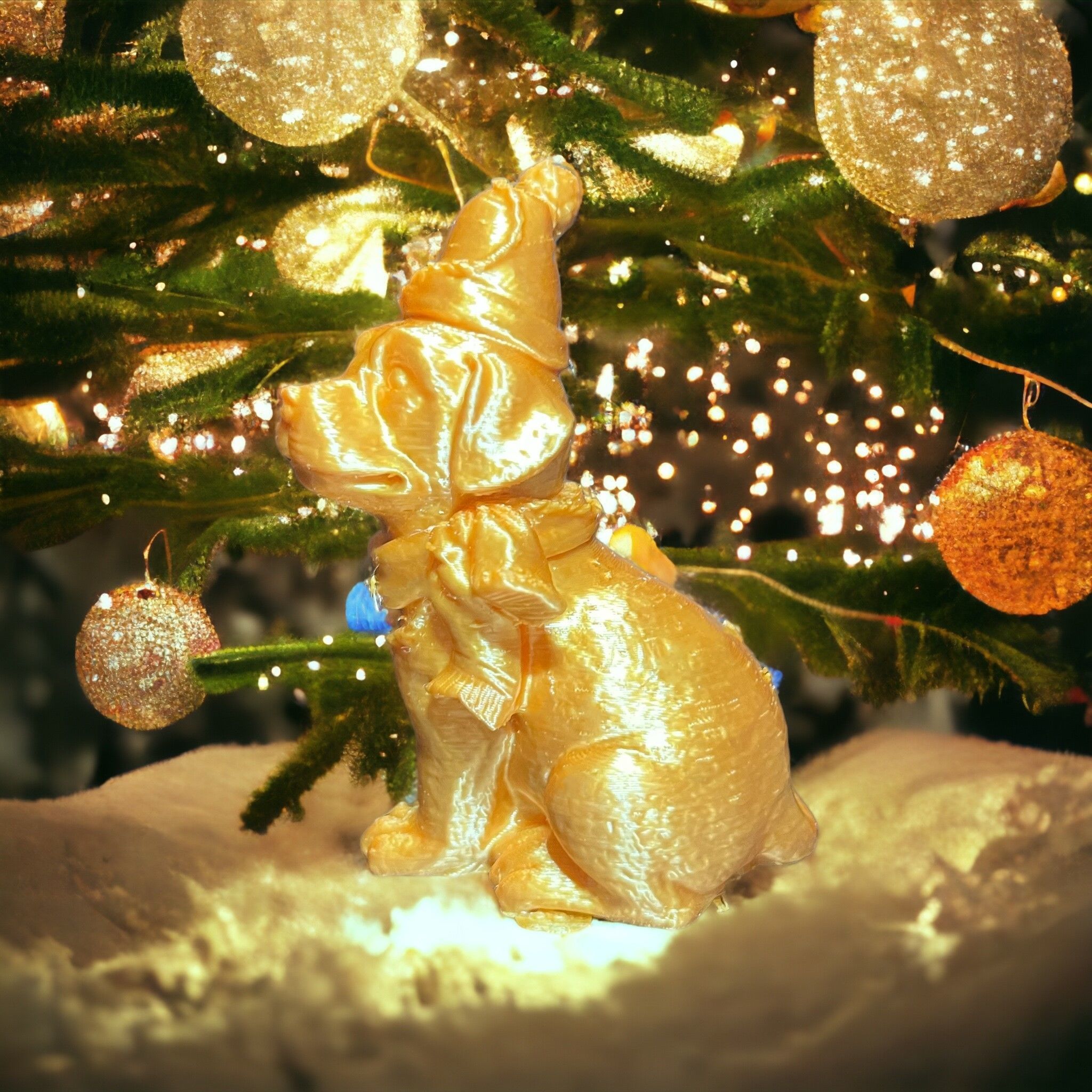 christmas dog with hat  3D print model_1