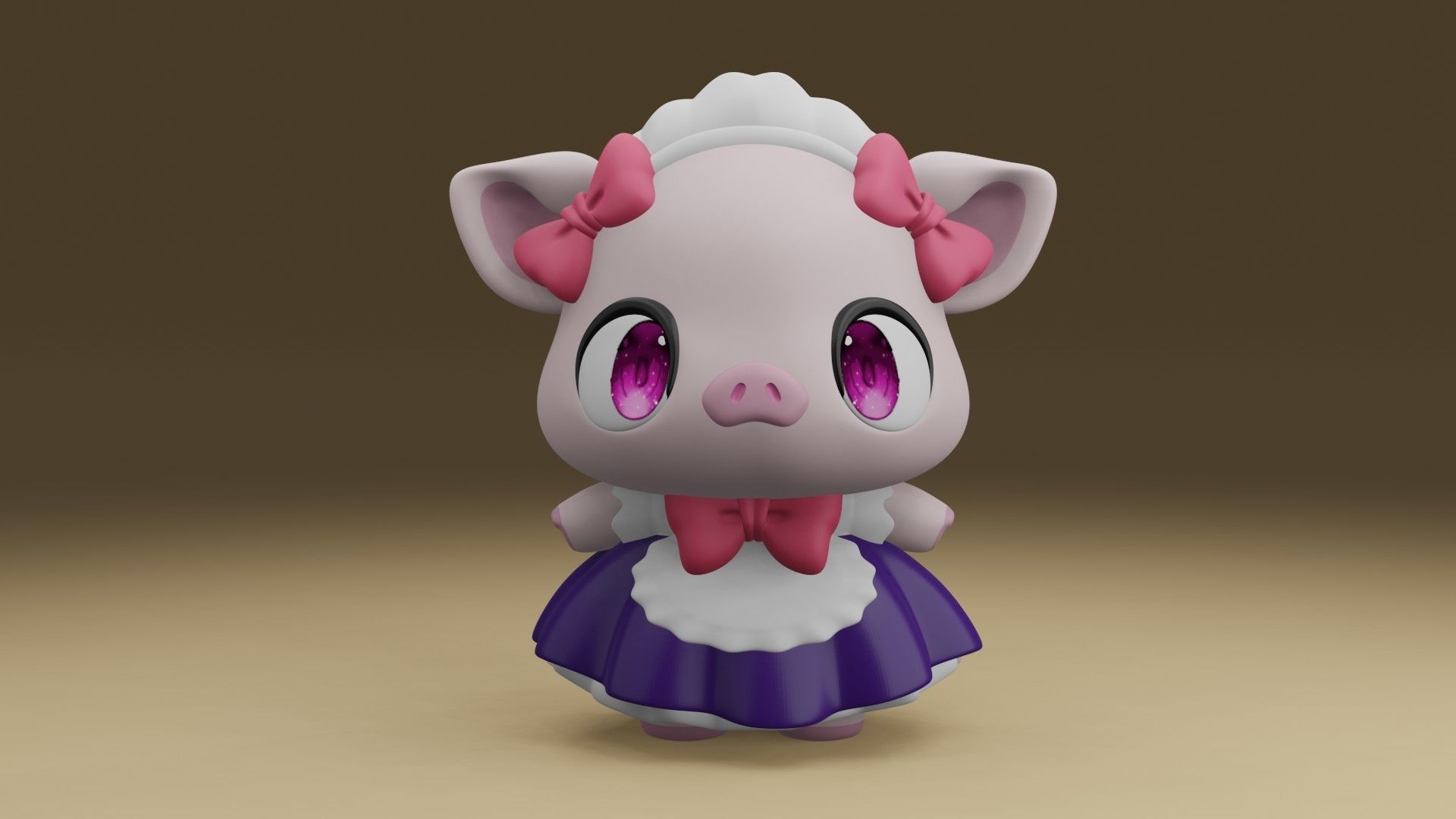 Cute pig 3D print model_7