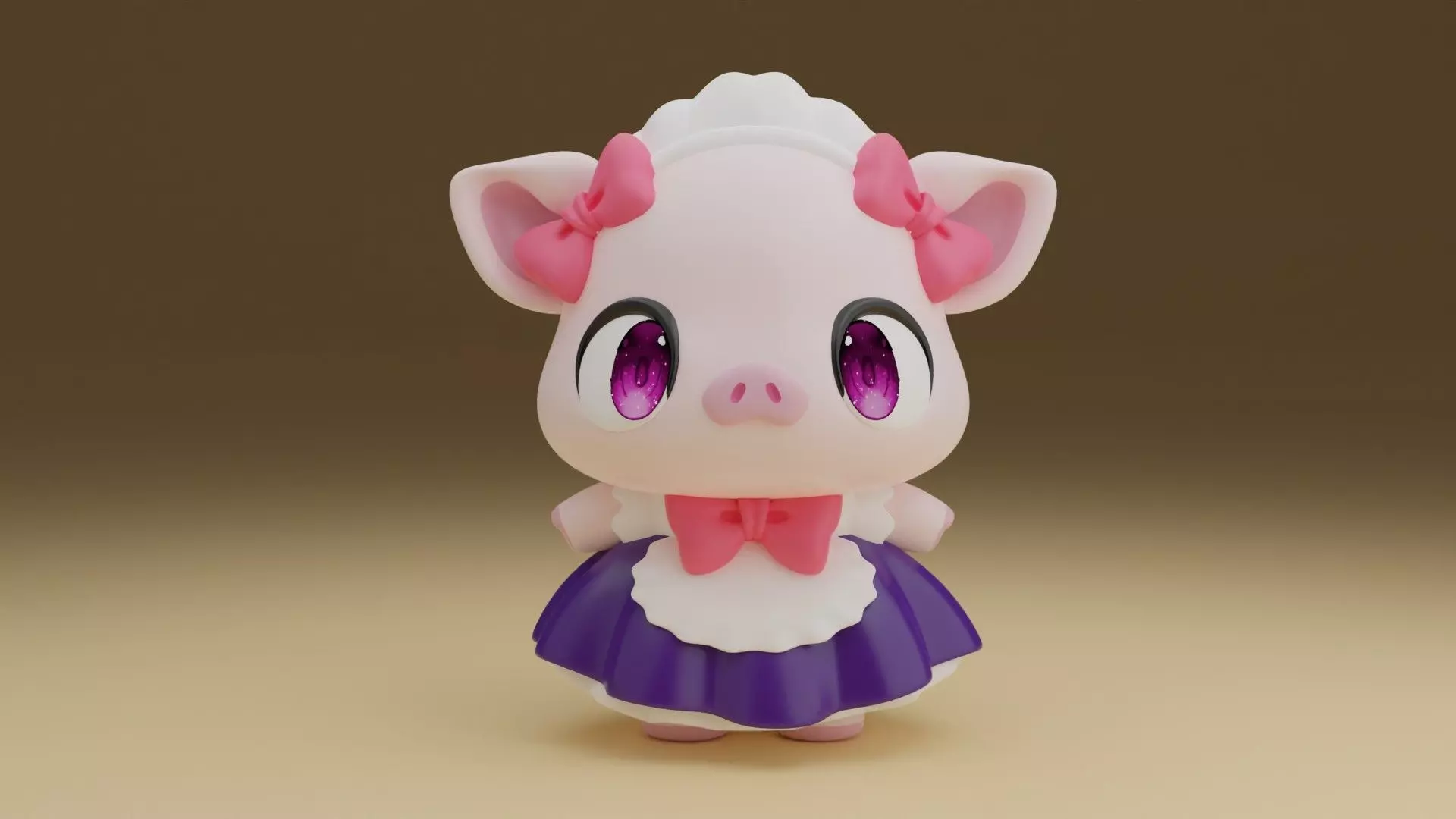Cute pig 3D print model_0