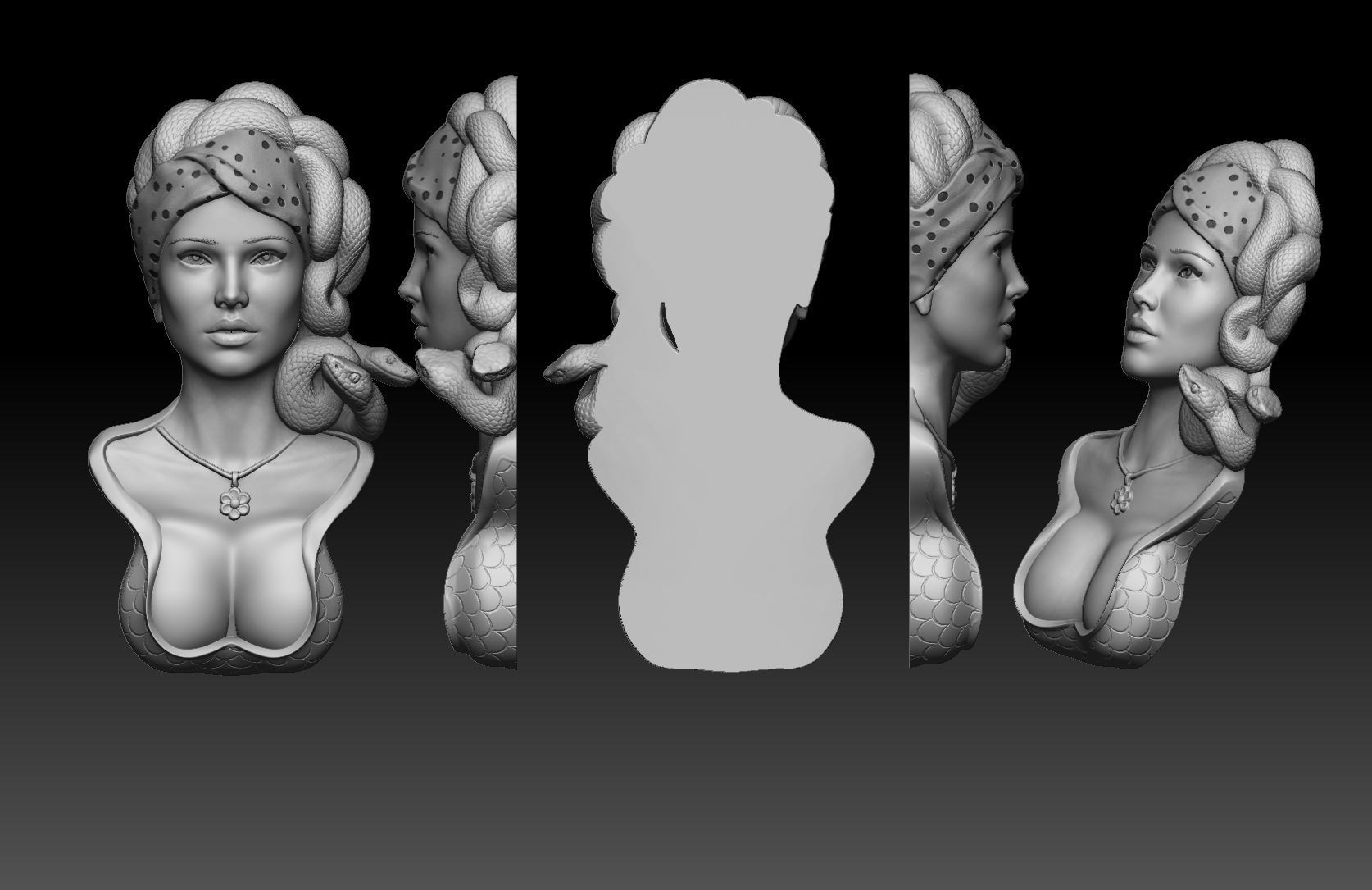 medusa pendant 3D print model  3D print model_8