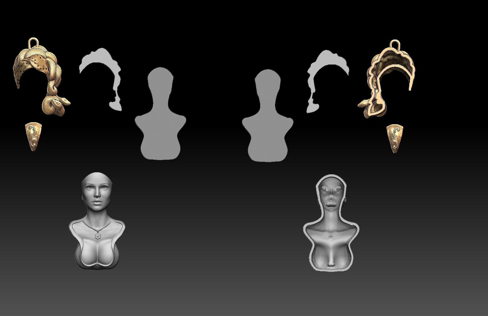 medusa pendant 3D print model  3D print model_7