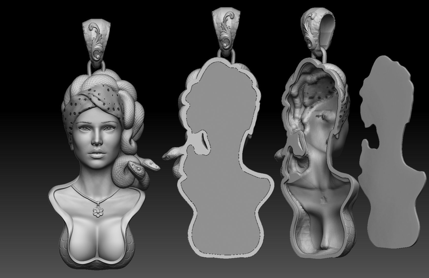 medusa pendant 3D print model  3D print model_9