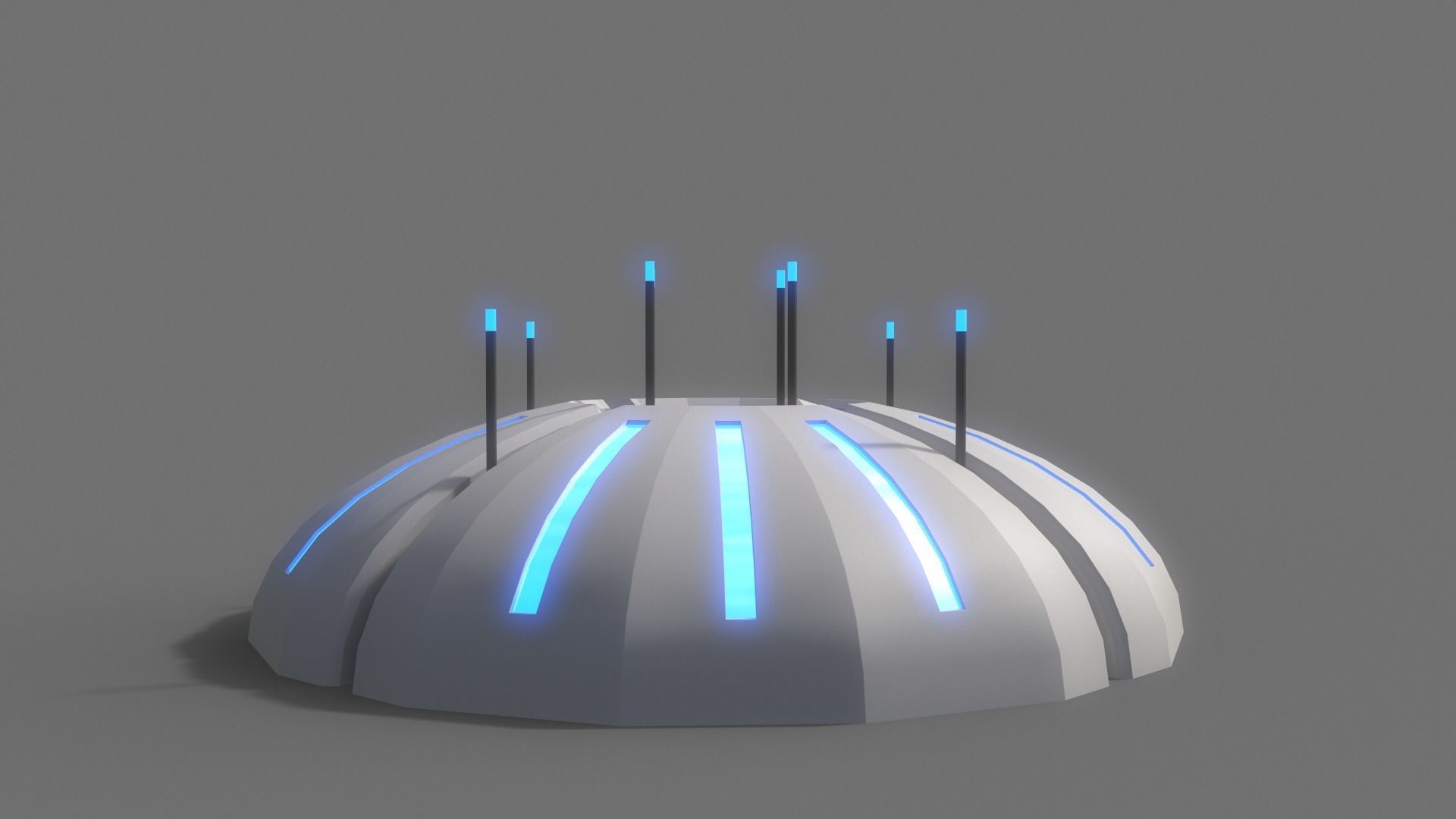 PBR Sci-Fi Building A19 Low-poly 3D model_5