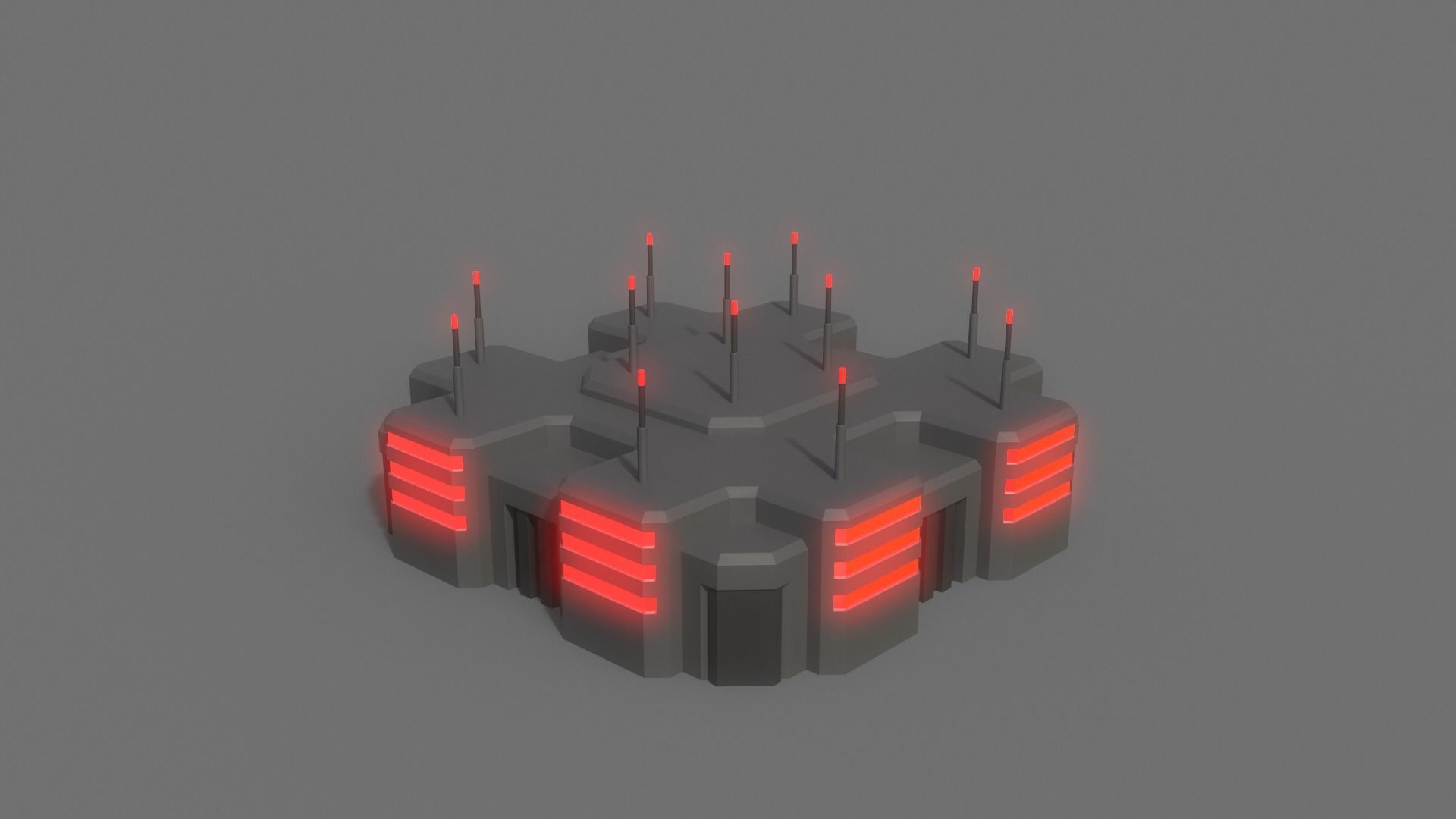 PBR Sci-Fi Building A20 Low-poly 3D model_4