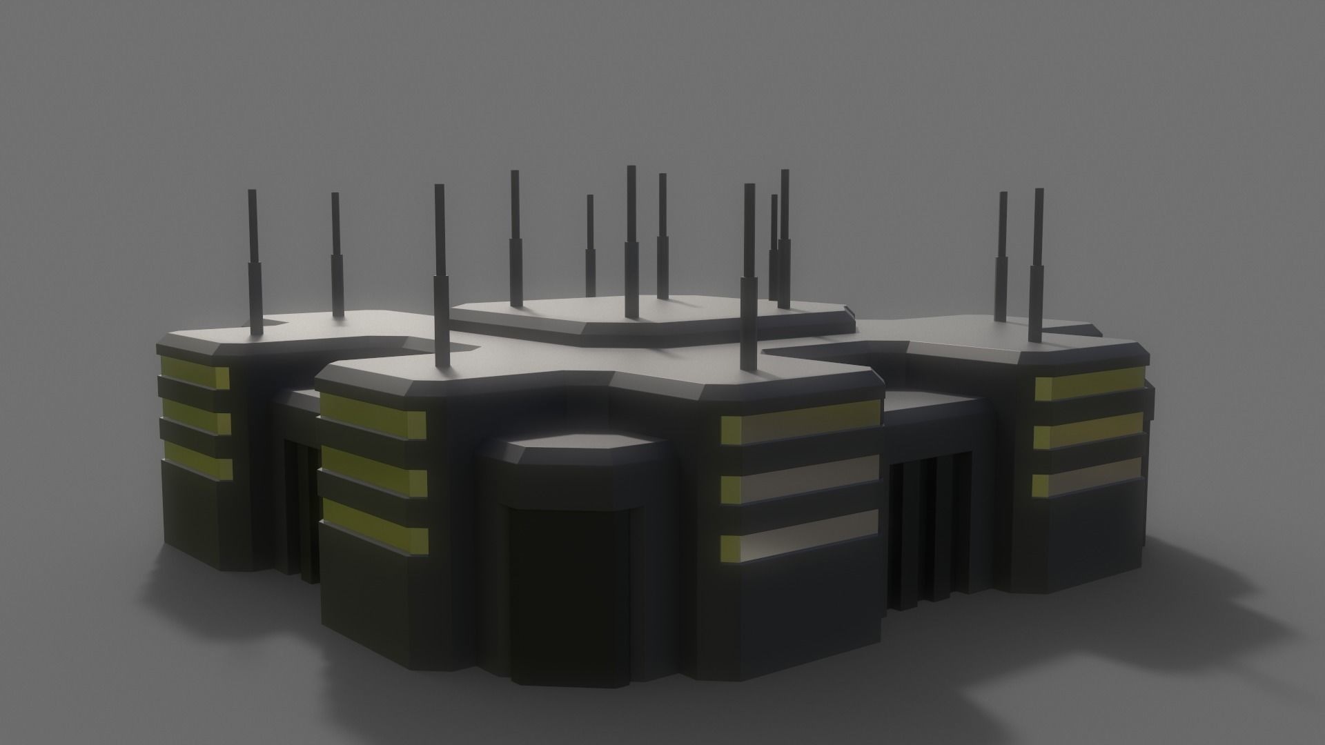 PBR Sci-Fi Building A20 Low-poly 3D model_9