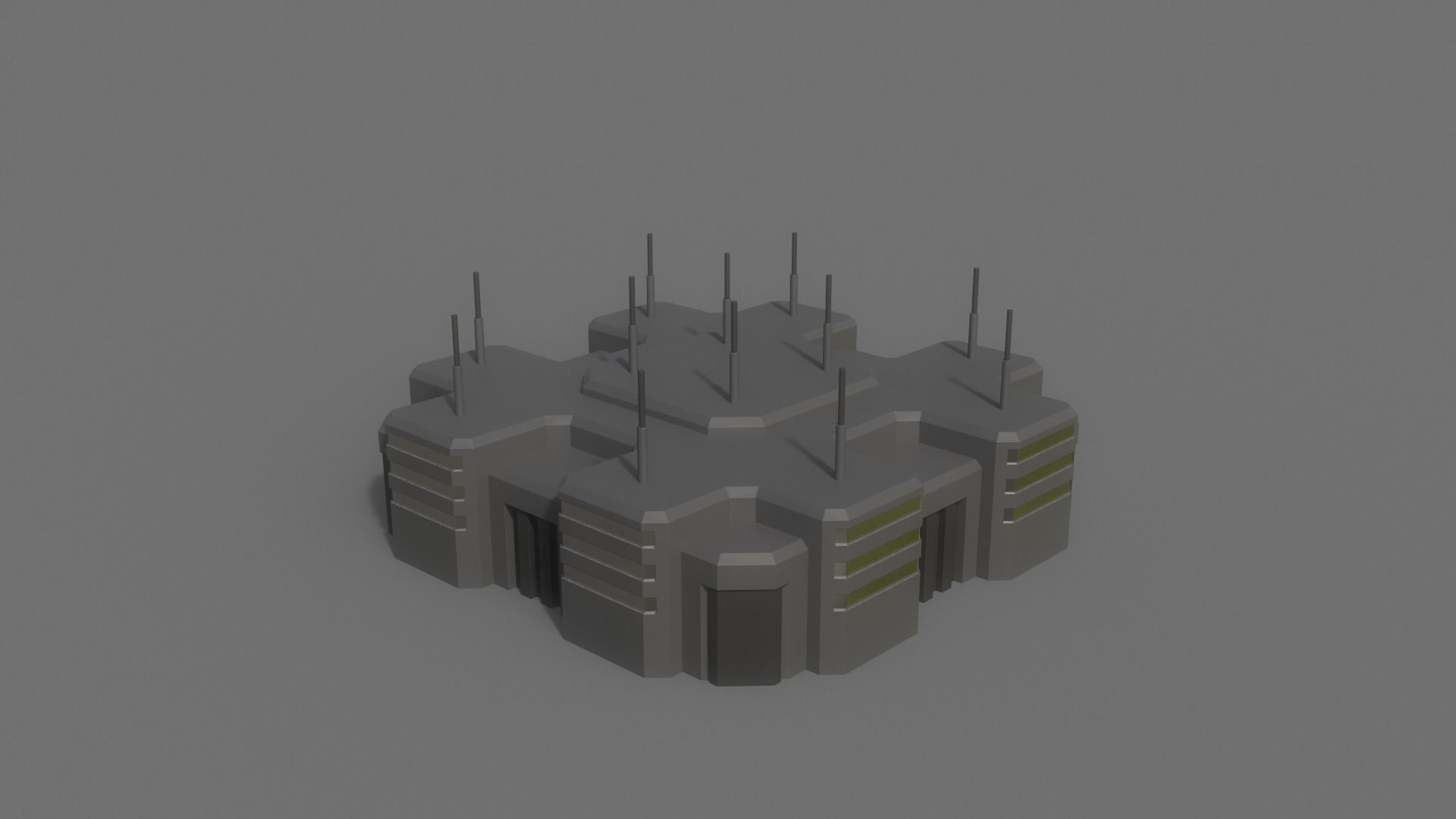 PBR Sci-Fi Building A20 Low-poly 3D model_7