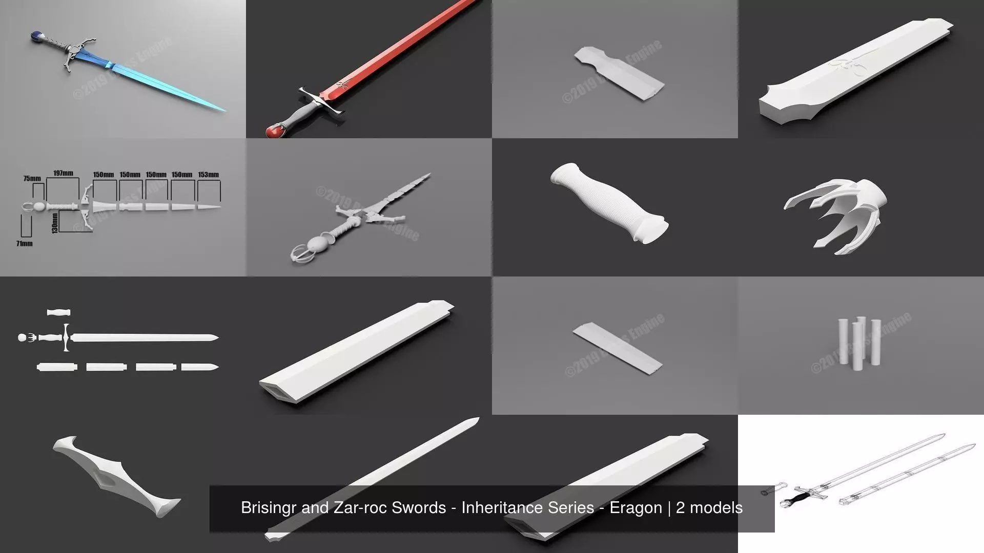 Brisingr and Zar-roc Swords - Inheritance Series - Eragon 3D Model Collection_3
