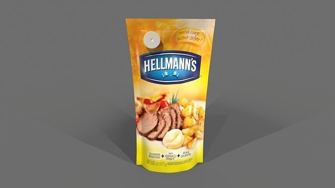 Mayonnaise pack Hellmans Low-poly 3D model